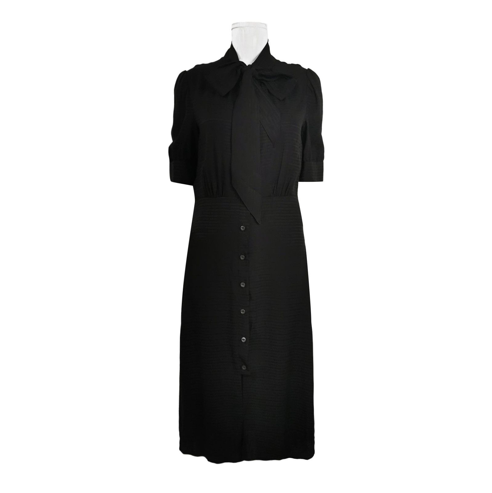 Prada Prada Solid Color Silk Dress with Tie Neck - dmc Size S / US 4 / IT 40 - 1 Thumbnail