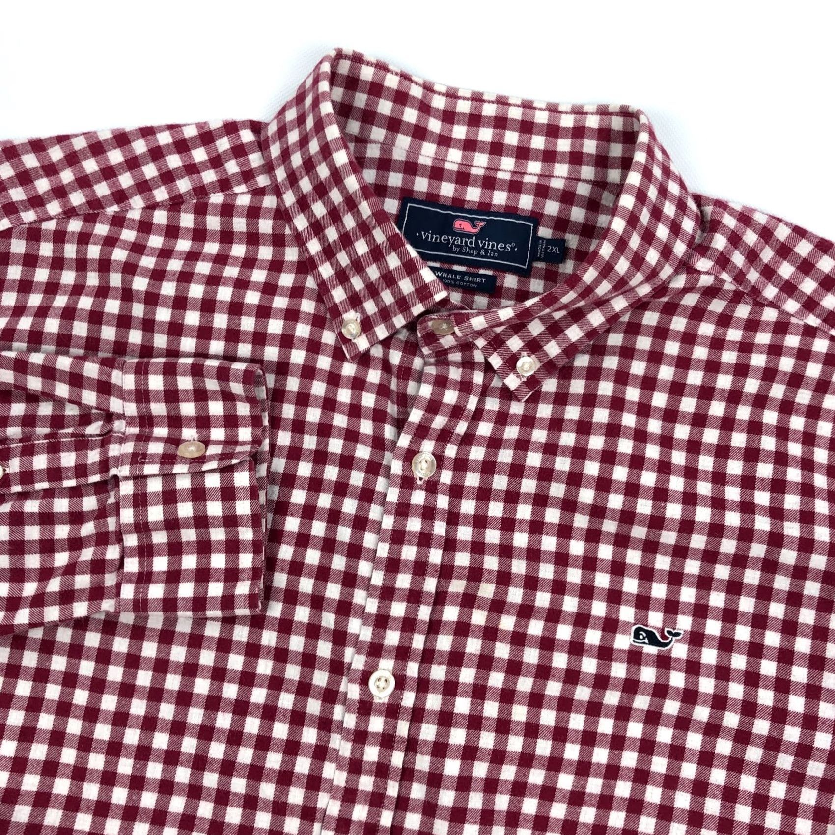 Vineyard Vines Vineyard Vines Shirt Mens 2XL Whale Red Check Long Sleeve Button Up Size US XXL / EU 58 / 5 - 2 Thumbnail