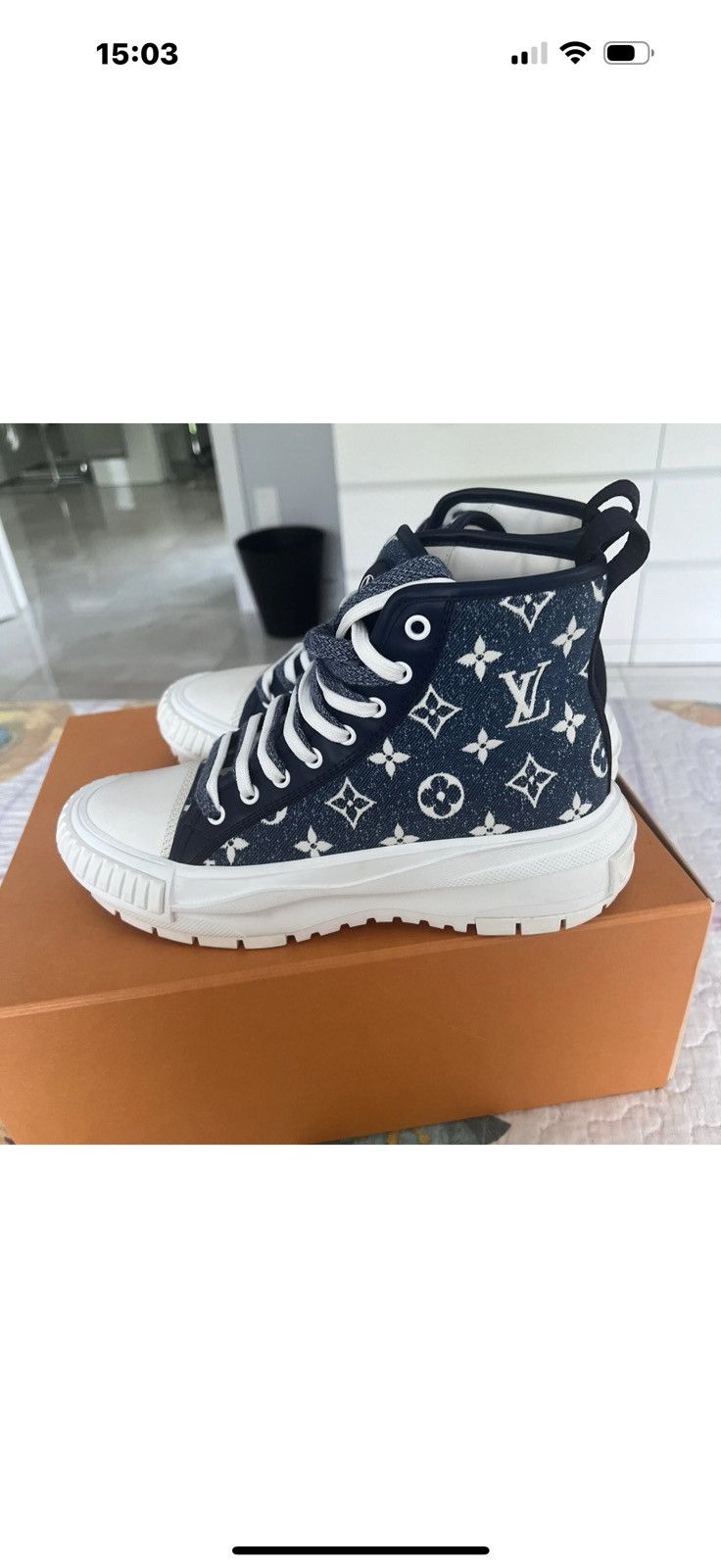 Louis Vuitton Louis Vuitton Squad Snickers Boot Monogram Denim NavyBlue Size US 8 / IT 38 - 18 Thumbnail