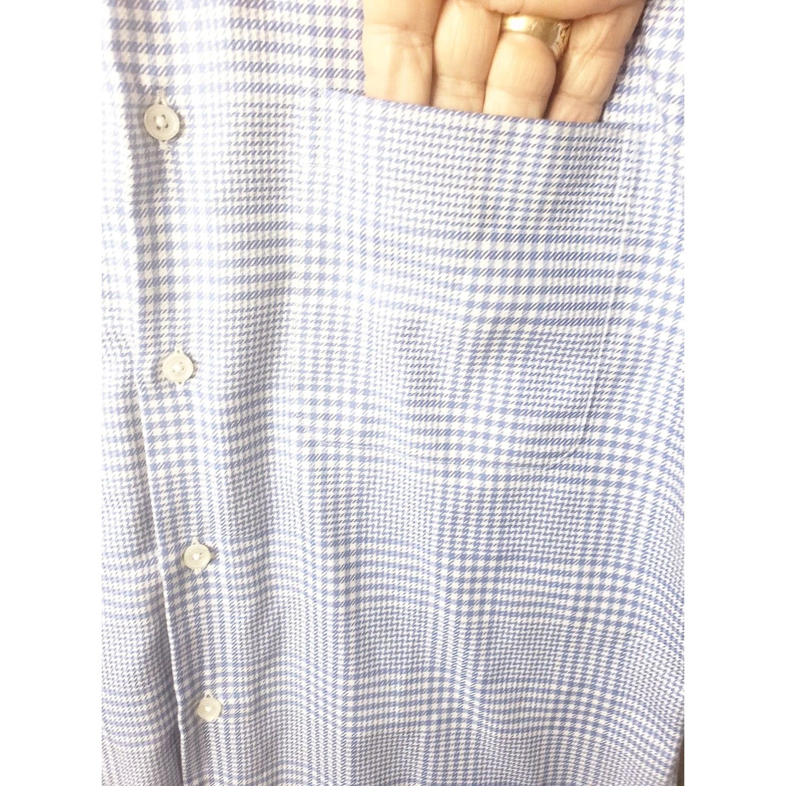 Neiman Marcus Neiman Marcus Shirt Mens 15 x 32/33 Light Blue White Plaid Trim Fit Long Sleeve Button Up 2Ply Dress Shirt Mens Shirts Size US M / EU 48-50 / 2 - 5 Thumbnail