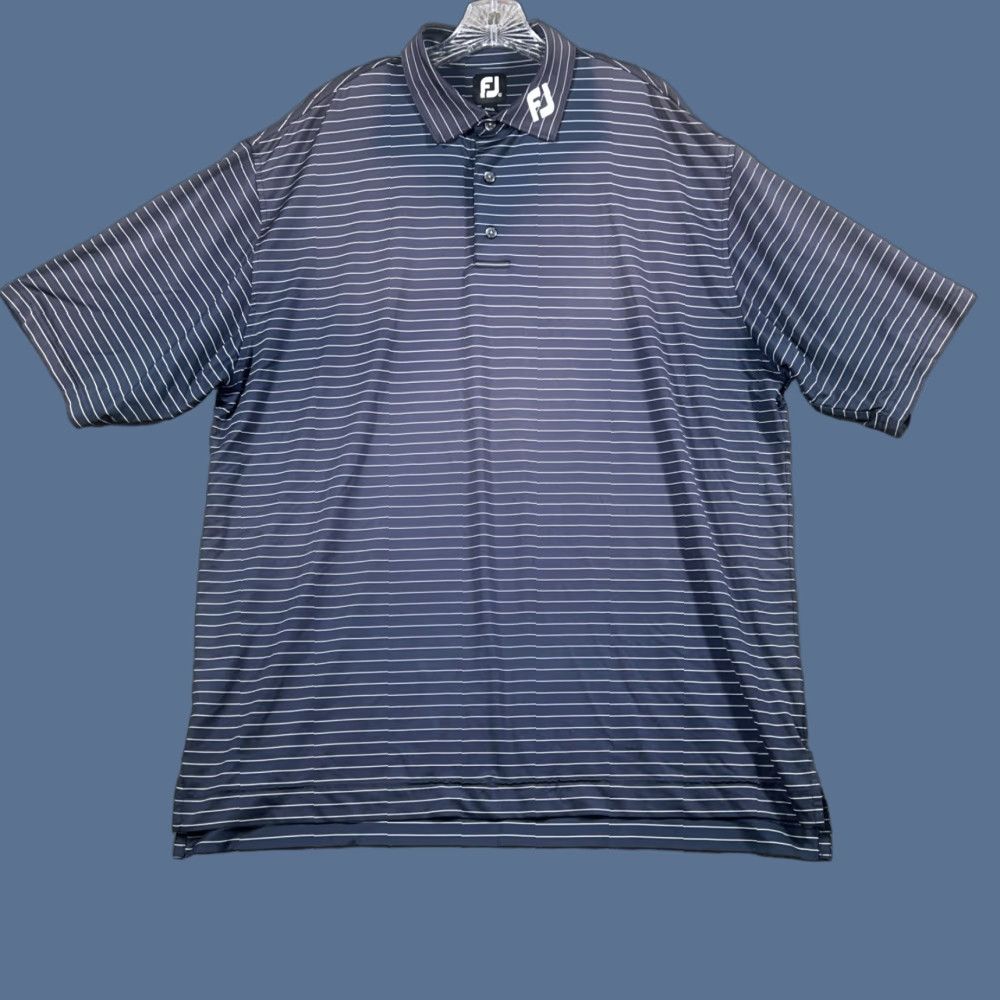 Footjoy FootJoy Polo Shirt Mens XL Striped Golf Performance Tour Collar Logo Navy Blue Size US XL / EU 56 / 4 - 1 Thumbnail