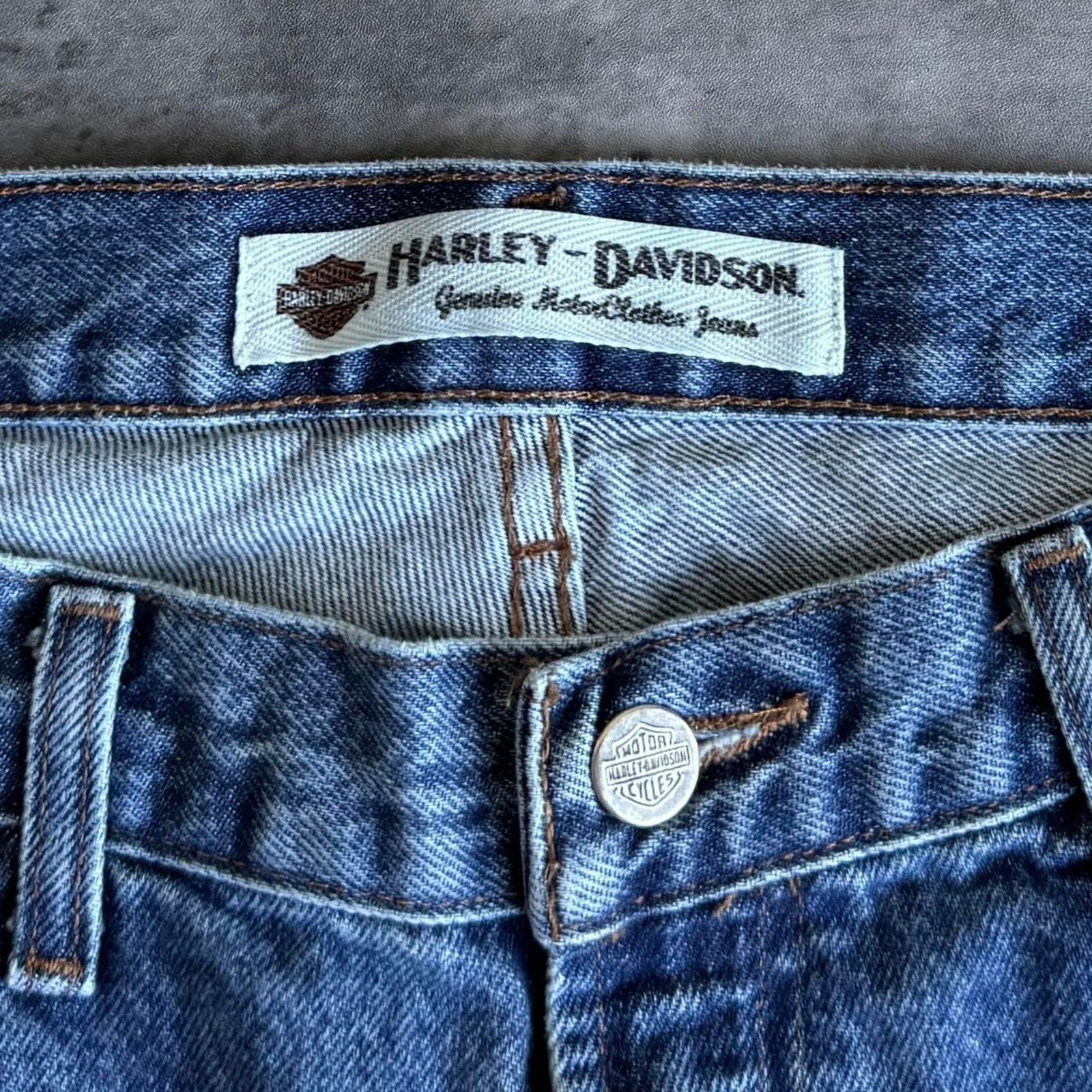 Harley Davidson × Vintage Vintage Y2K Harley Davidson Baggy Skater Grunge Denim Jeans Size US 36 / EU 52 - 4 Thumbnail
