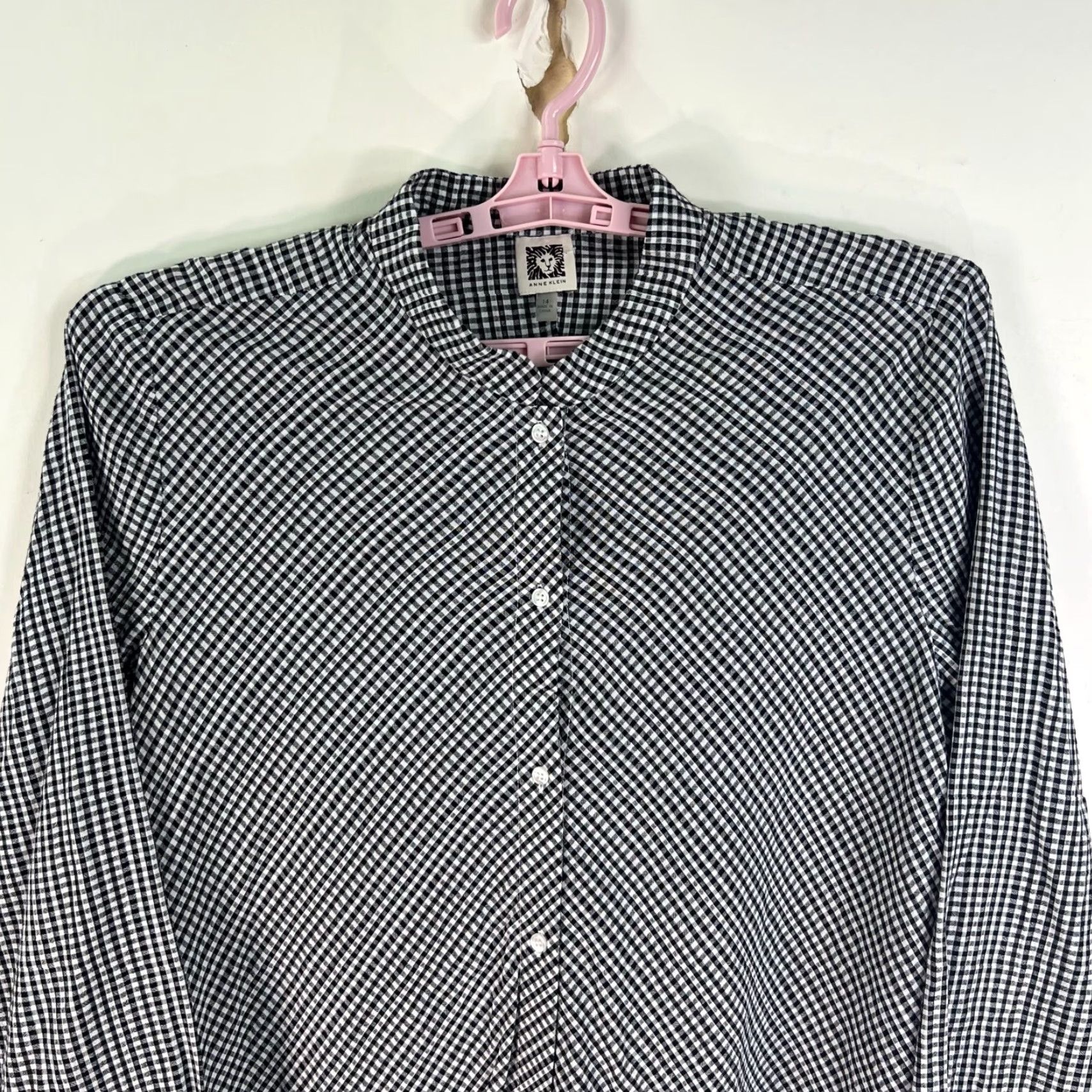 Anne Klein Anne Klein Tunic Top Women's Plus Size 14 Plaid Button Up Black White Sharkbite Casual Business Workwear Shirt Womens Size XL / US 12-14 / IT 48-50 - 2 Thumbnail