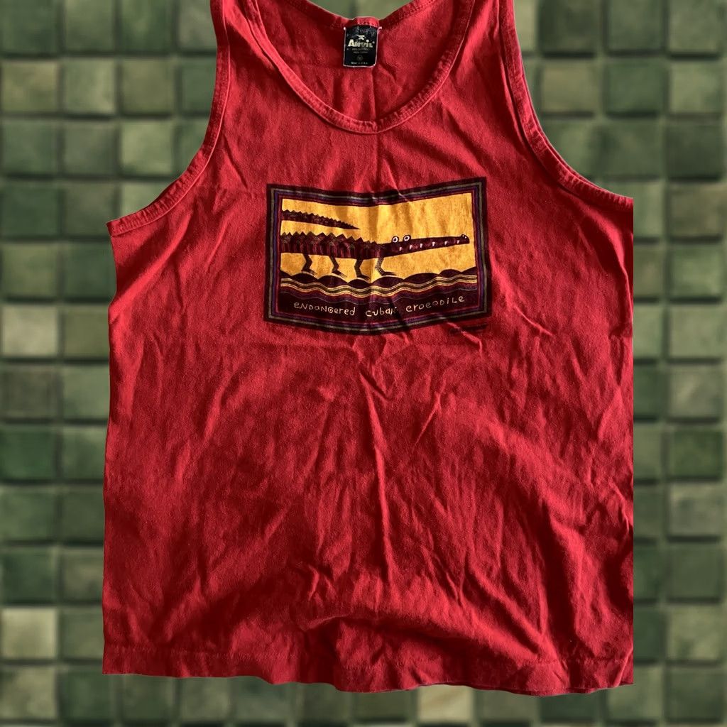 Anvil VINTAGE Greenpeace Shirt Mens XL Red Cuban Crocodile Tank Top 80s USA Size US M / EU 48-50 / 2 - 1 Thumbnail