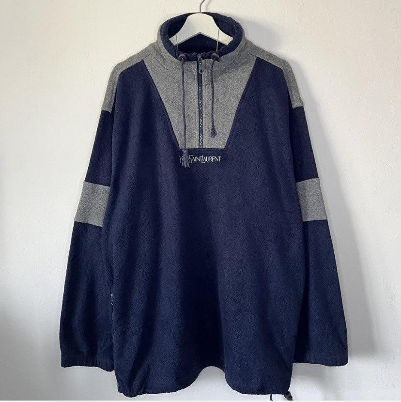 image of Saint Laurent Paris x YVES Saint Laurent Vintage YVES Saint Laurent Fleece Sweater in Navy (Size XL