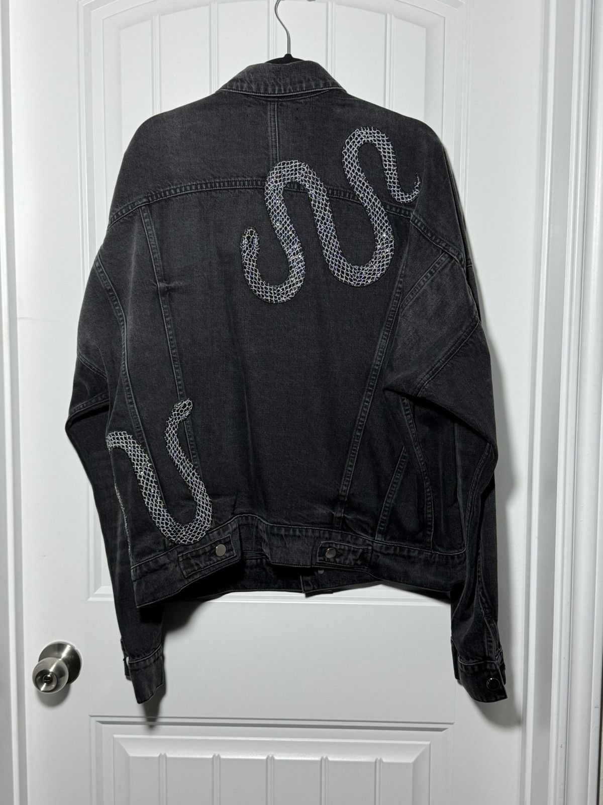 Amiri EUC Amiri Crystal Snake Denim Jacket Size US XL / EU 56 / 4 - 6 Thumbnail