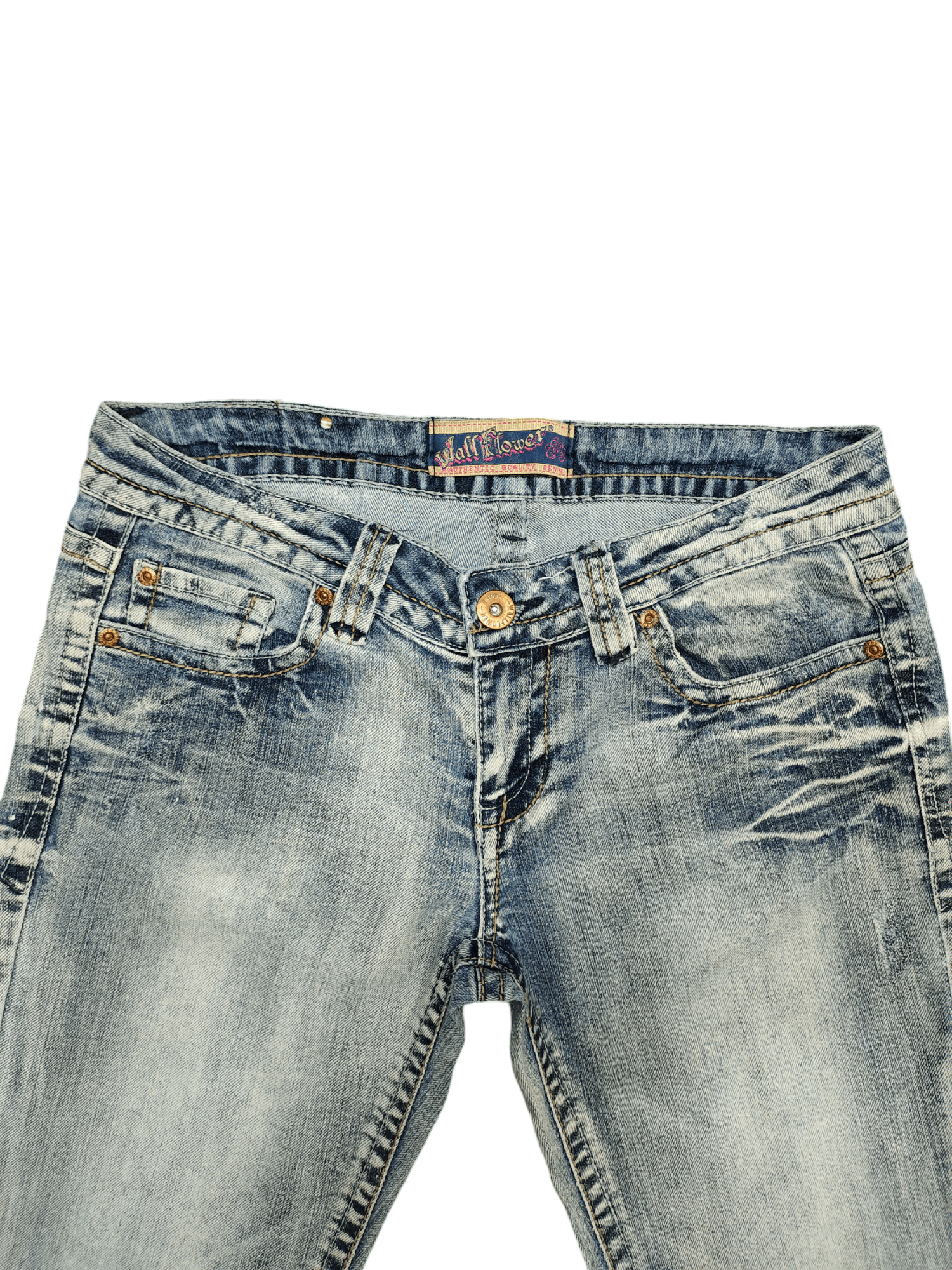 If Six Was Nine Flare Jeans Wallflower Clawmark Faded Denim Bootcut Low Rise Size US 30 / EU 46 - 4 Thumbnail