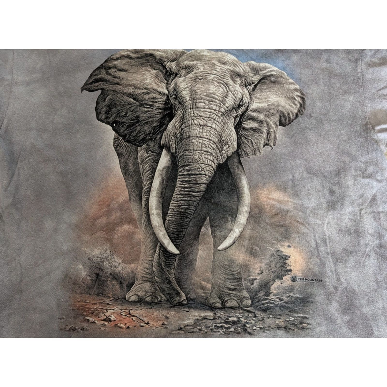 The Mountain The Mountain Shirt African Elephant Graphic Tie Dye Cotton Crew Neck Short Sleeve 3XL Gray Mens Size US XXL / EU 58 / 5 - 2 Thumbnail