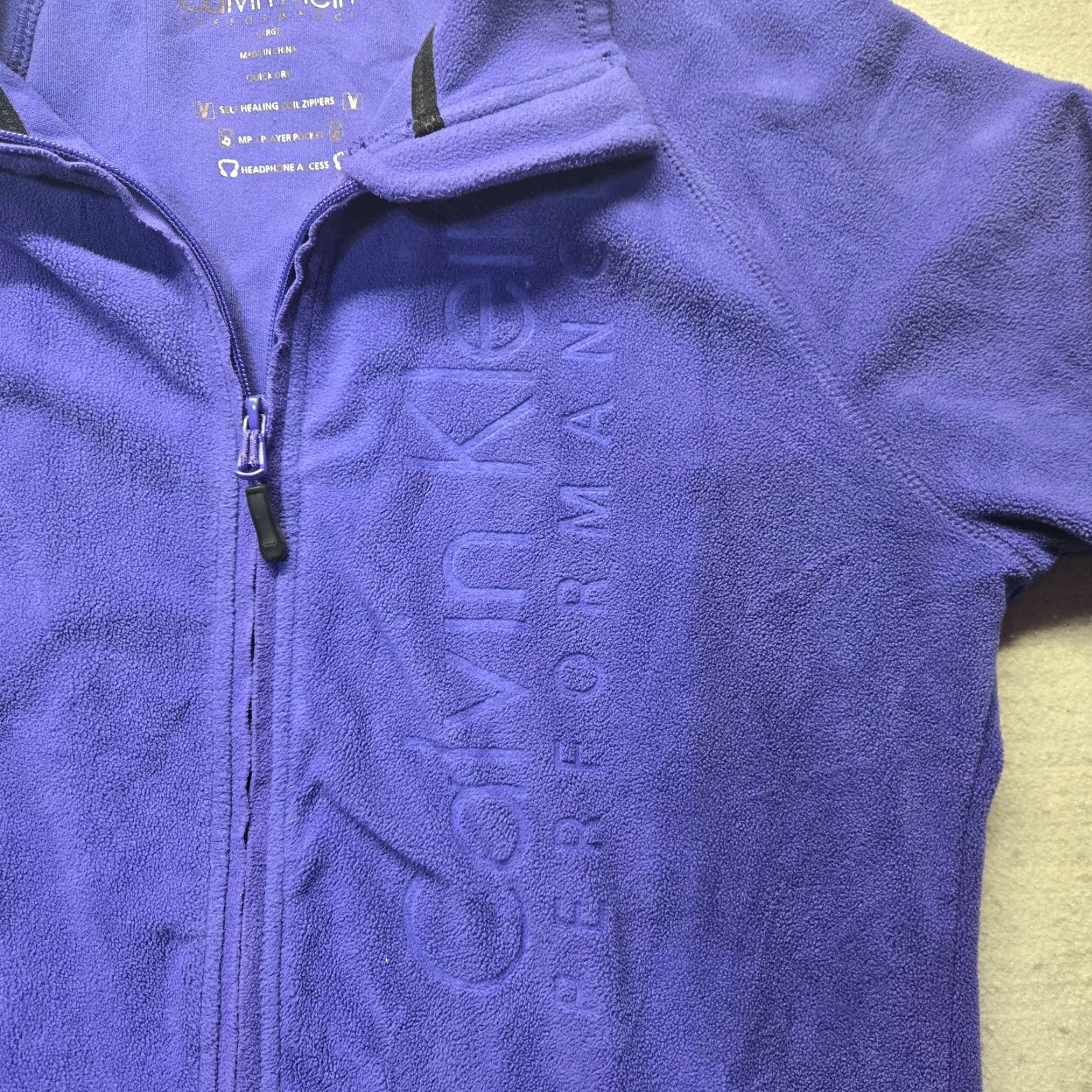 Calvin Klein Calvin Klein Sweatshirt Blue Fleece Full Zip Sweater Spell Out Adult Women Large Size L / US 10 / IT 46 - 2 Thumbnail