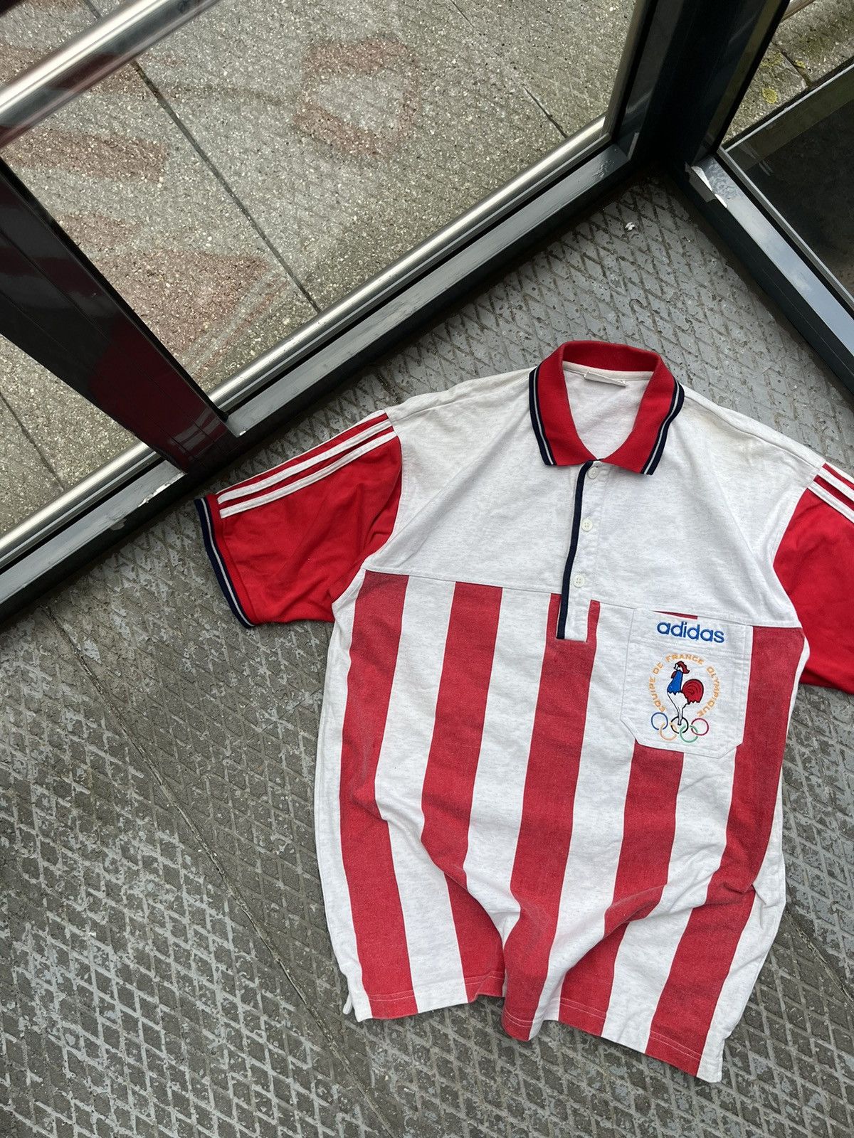 Adidas Polo Adidas 1980-e Olympic Games France vintage Size US M / EU 48-50 / 2 - 3 Thumbnail