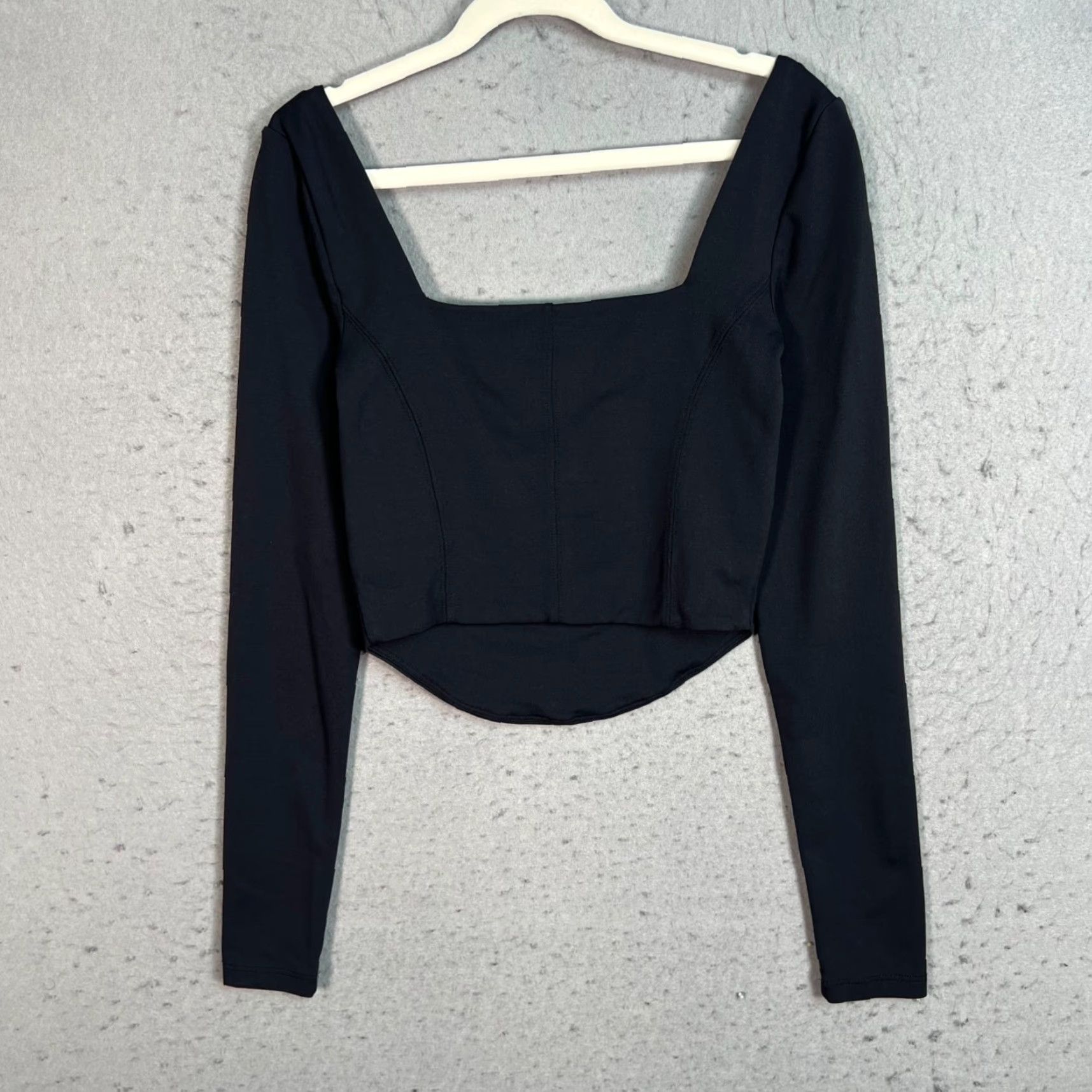 Vintage Babaton Contour Top Womens Cropped Long Sleeve Knit Black XS Size XS / US 0-2 / IT 36-38 - 2 Thumbnail