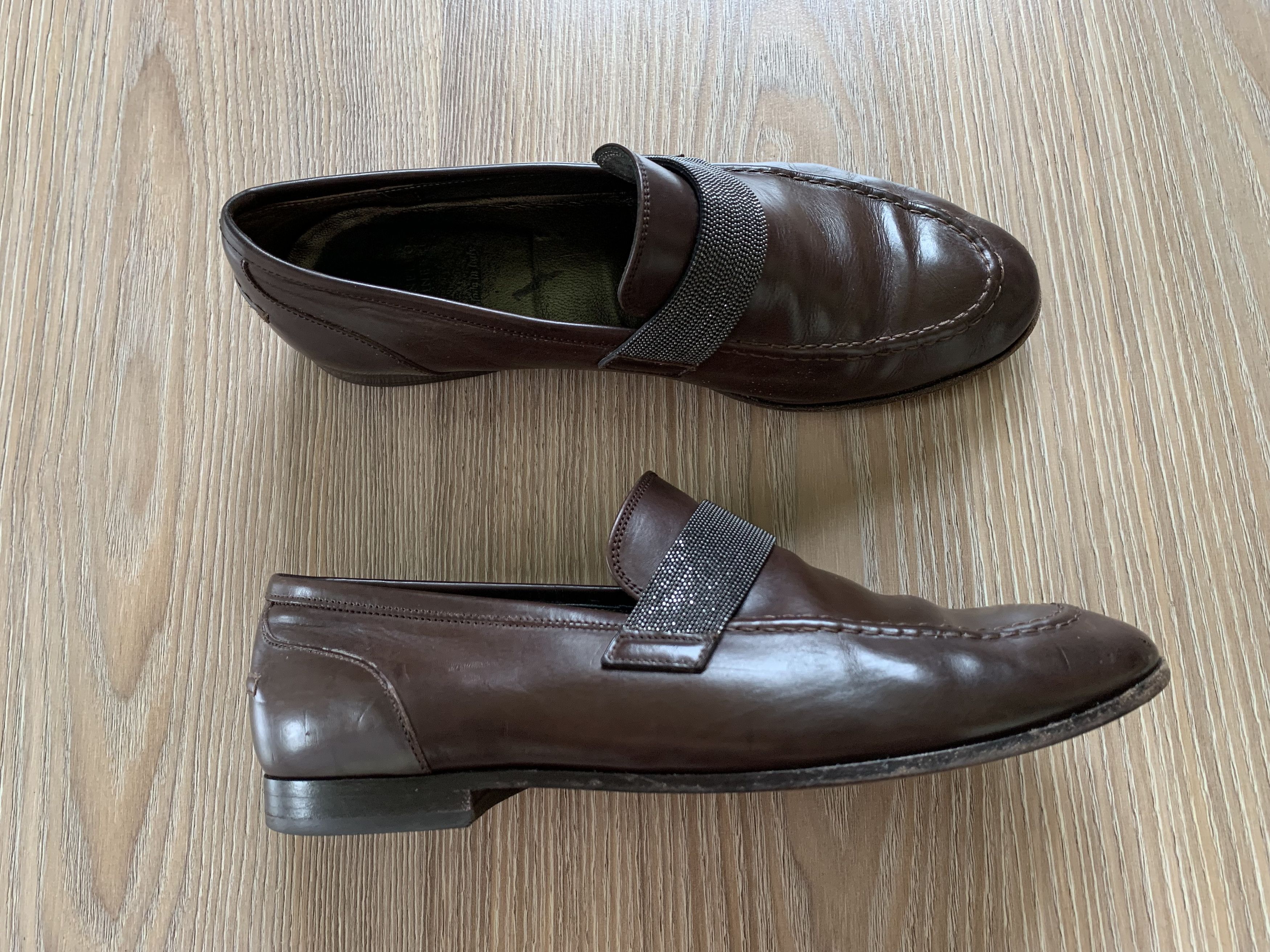 Brunello Cucinelli Brunello Cucinelli Leather Womens Monili Trim Loafers Size US 8 / IT 38 - 2 Thumbnail
