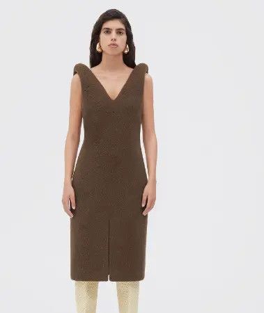 Bottega Veneta o1loc1c0324 708431 Double Face Alpaca Dress in Brown Size XXS / US 00 / IT 34 - 1 Thumbnail