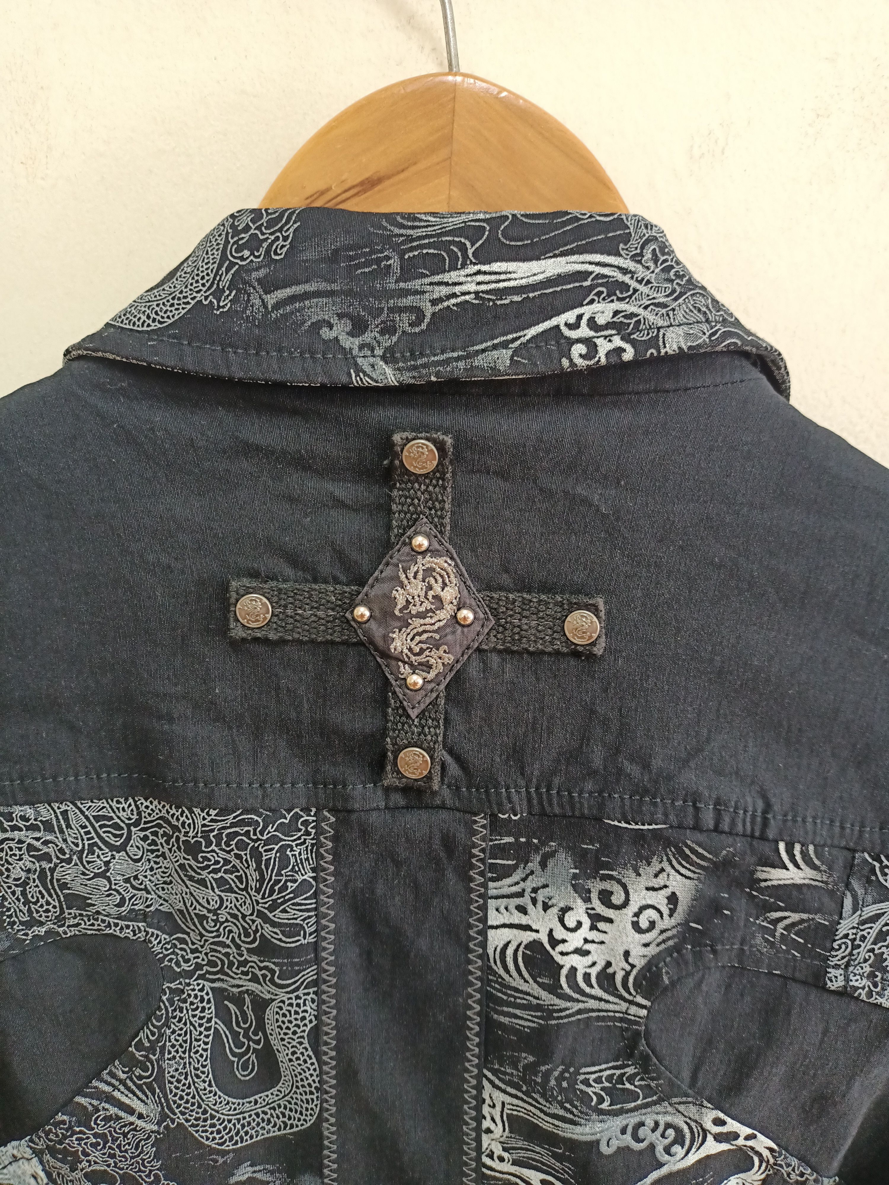 Designer × Japanese Brand Ozz Cross Dragon print black gothic stretch zipper jacket Size M / US 6-8 / IT 42-44 - 7 Thumbnail