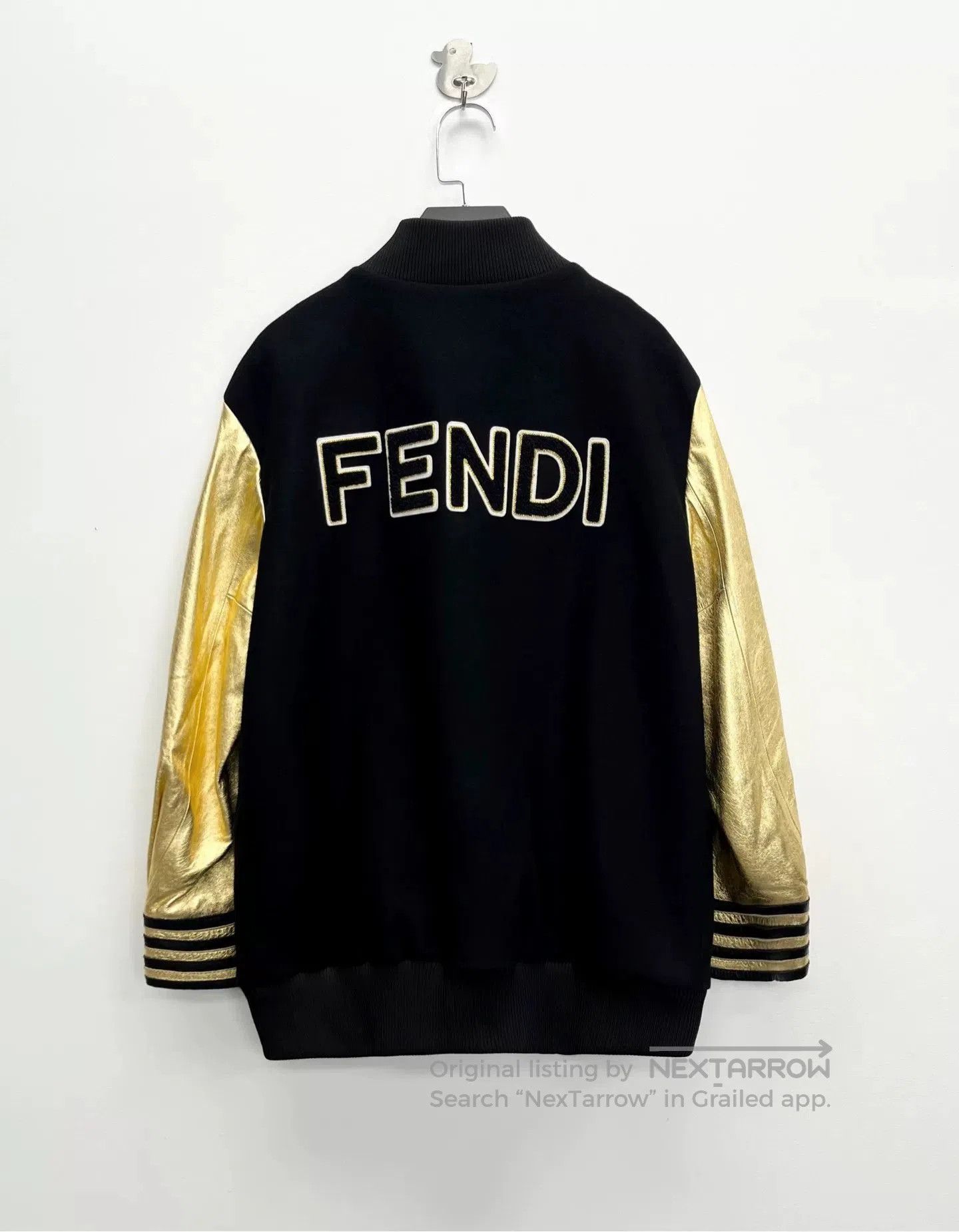Fendi Fendi Black Monster Wool Leather Varsity Jacket. Size US M / EU 48-50 / 2 - 2 Thumbnail