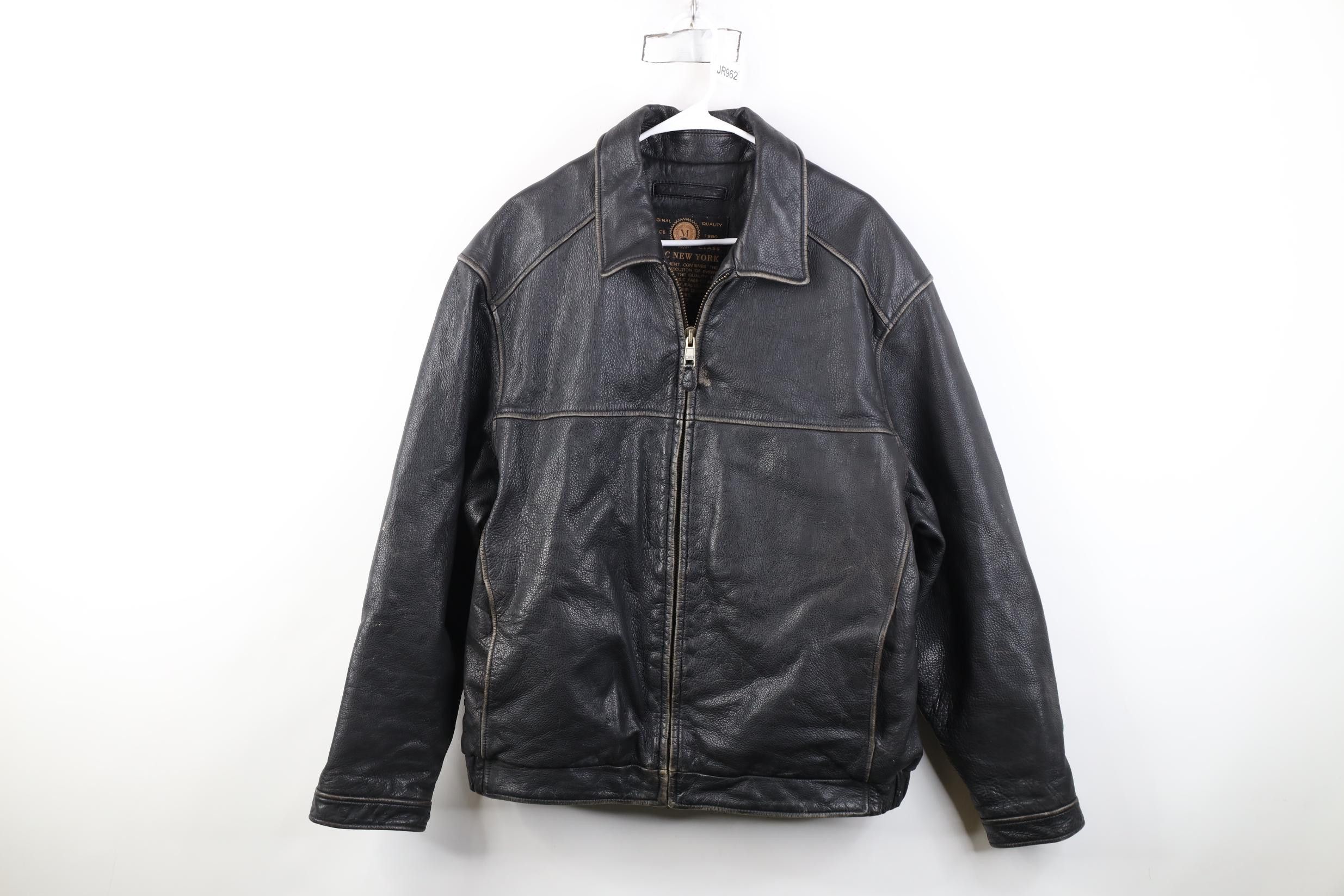 Vintage Vintage 90s Y2K Streetwear Leather Bomber Jacket Black Size US XL / EU 56 / 4 - 1 Thumbnail