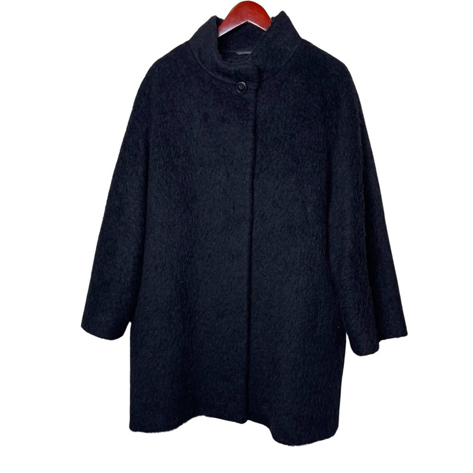 image of Cinzia Rocca Icons Black Long Haired Coat Size Us 8, Women's