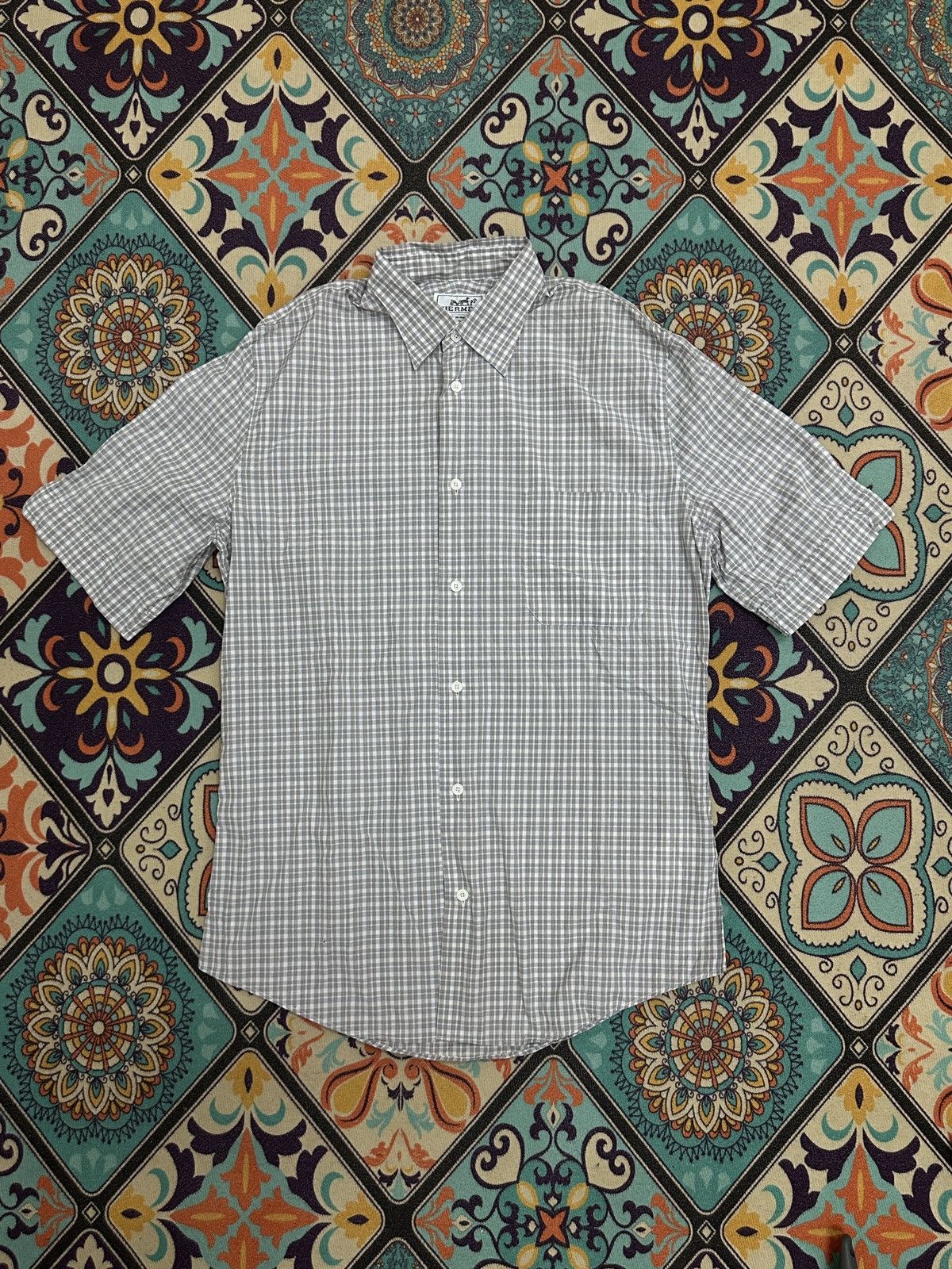 Hermes Hermes Cotton With Lamb Skin Button Up Shirt Size US M / EU 48-50 / 2 - 16 Thumbnail