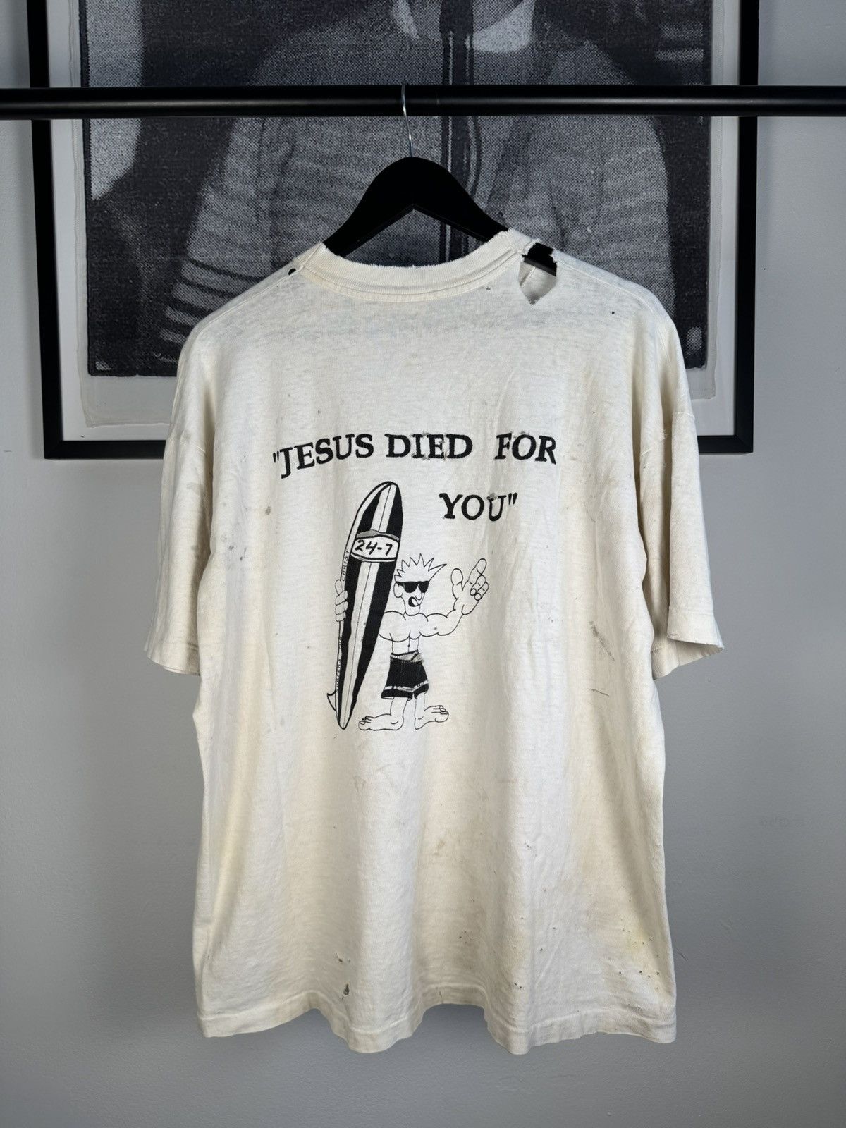 Vintage INSANE 80s THRASHED MALIBU NARCOTICS ANONYMOUS SURFERS SHIRT Size US XL / EU 56 / 4 - 1 Thumbnail