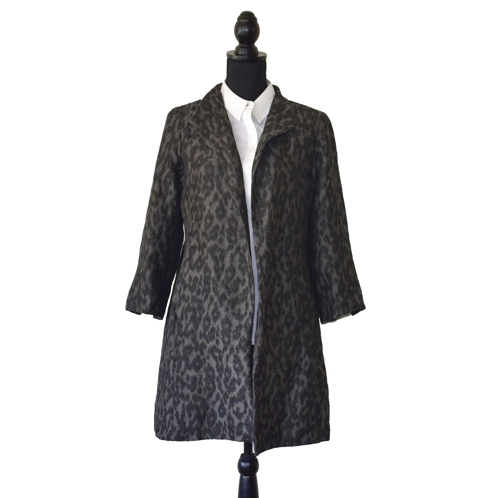 Eileen Fisher EILEEN FISHER Black & Grey Cotton/Silk Duster Jacket Size S Size S / US 4 / IT 40 - 1 Thumbnail