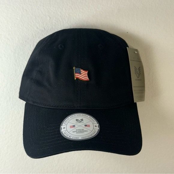 Designer NWT RAPID DOMINANCE USA FLAG PIN RELAXED FIT BLACK DAD HAT Size ONE SIZE - 2 Thumbnail