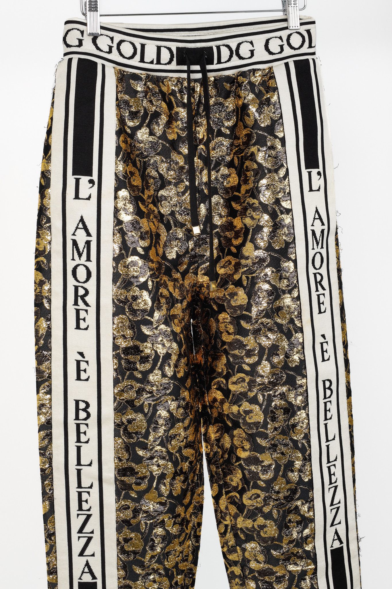 Dolce & Gabbana Dolce & Gabbana Gold Floral-Jacquard Tape-Trim Track Pants Size 27" / US 4 / IT 40 - 3 Thumbnail