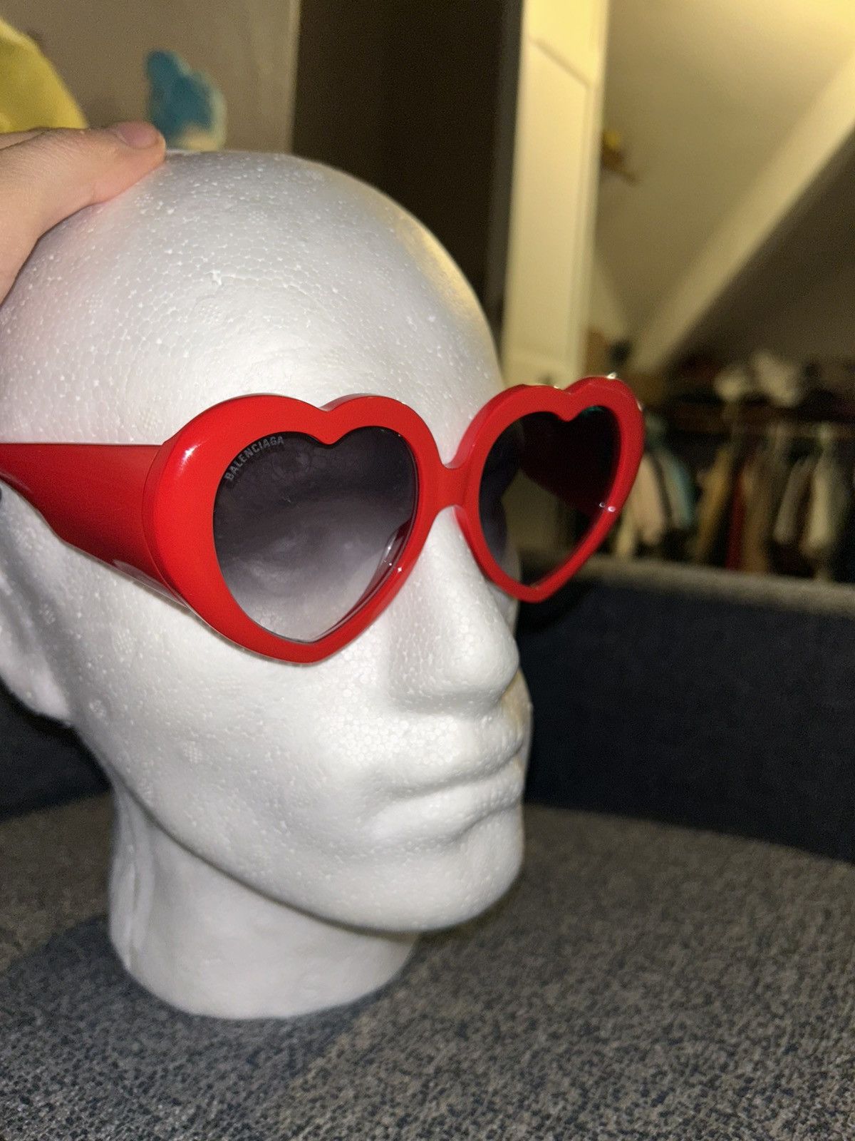 Balenciaga Balenciaga BB0043S 003 Red Heart Sunglasses Grey 54mm Size ONE SIZE - 5 Thumbnail