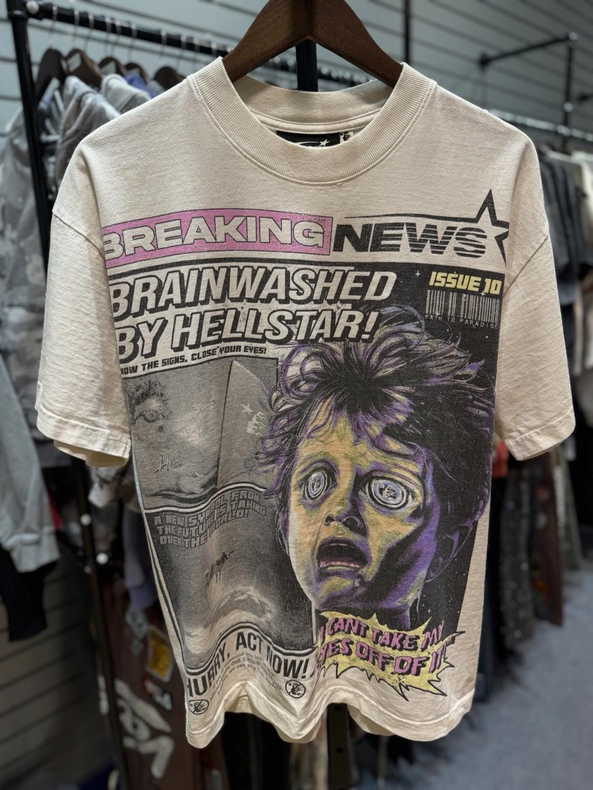 HELLSTAR Hellstar Men's White Brain Wash T-Shirt Size (M) Authentic Size US M / EU 48-50 / 2 - 3 Thumbnail