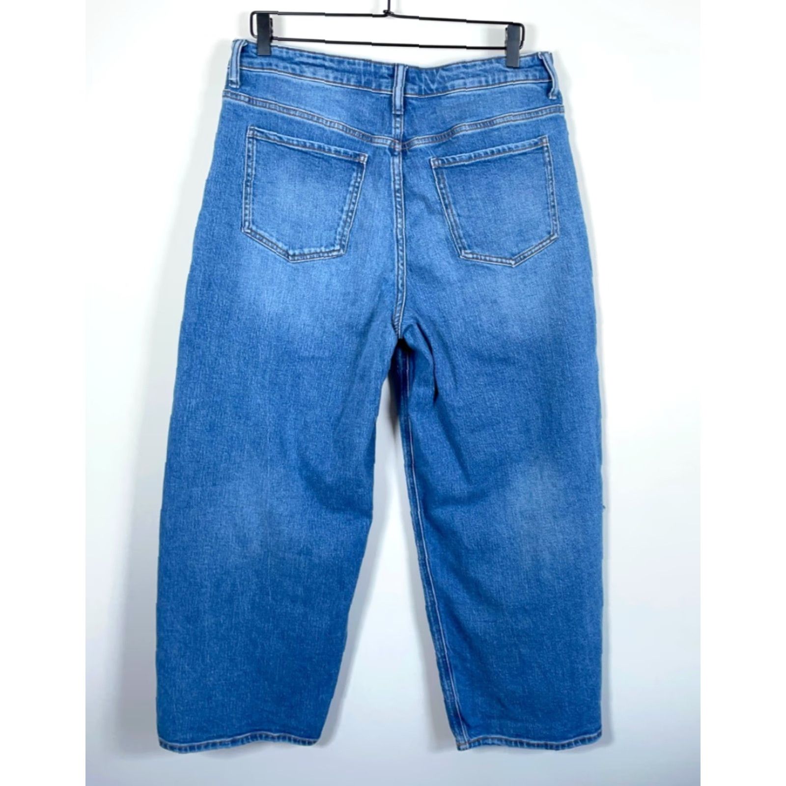 Quince Quince Bella Stretch Barrell Jeans Women's 32 Atlantic Blue Denim High Rise 5-Pocket Wide-Leg Jeans Mens? Size 24" / US 00 / IT 34 - 2 Thumbnail