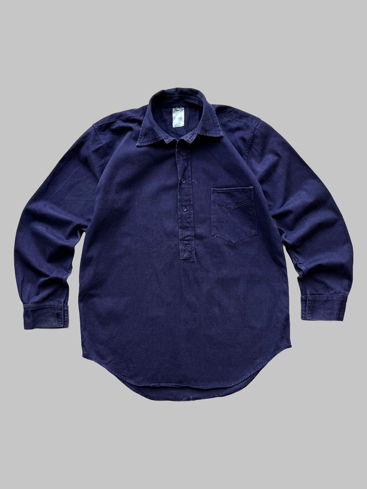 Vintage Soft Dark Blue Work Shirt by Scottcraft Washed Cotton Twill Size US L / EU 52-54 / 3 - 1 Thumbnail