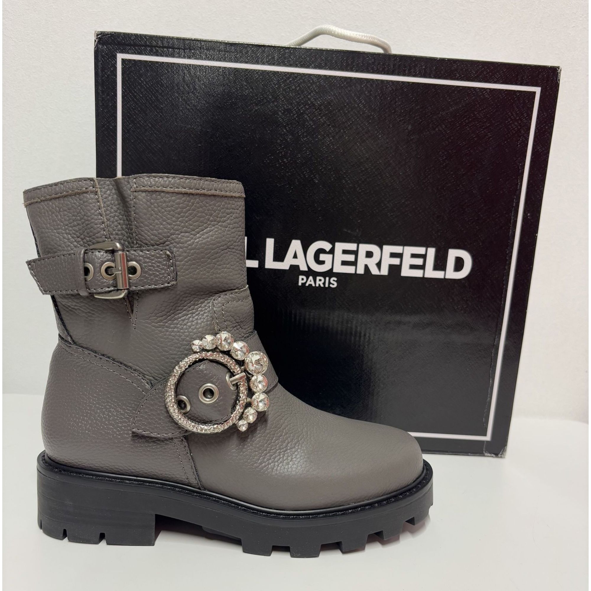 KARL LAGERFELD / Marceau / Grey / Leather Lug-Sole / Combat
