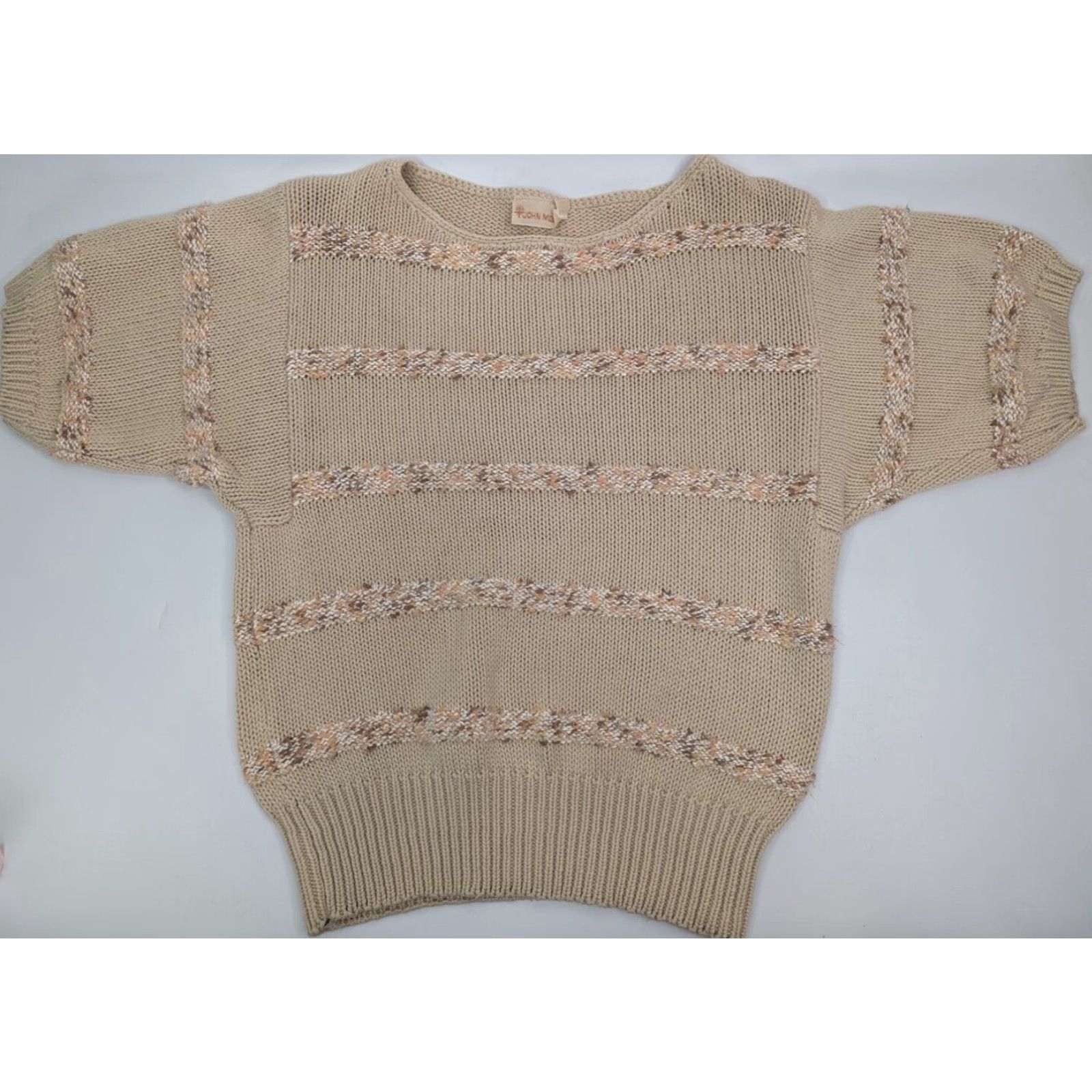 Vintage VINTAGE John Meyer Beige Striped Knit Sweater Women L Long Sleeve Round Neck Pullover 80s 90s Retro Classic Designer Size L / US 10 / IT 46 - 2 Thumbnail