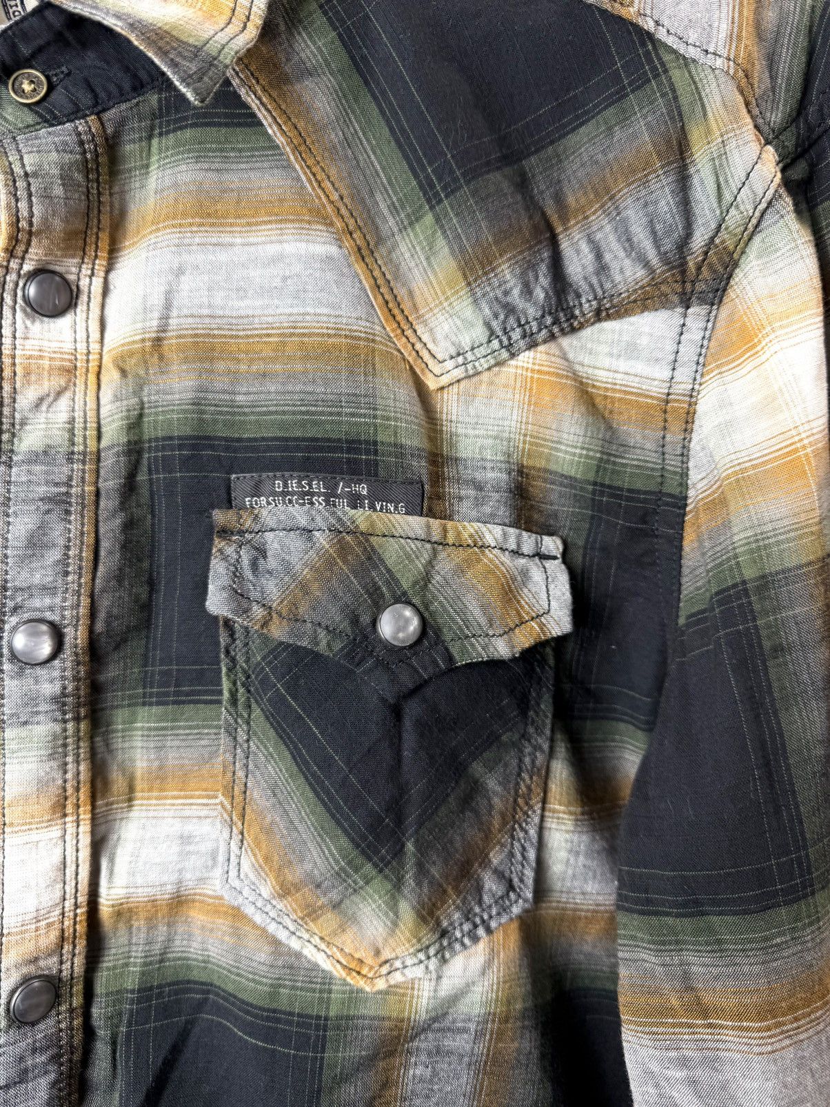 Diesel Vintage Diesel Cowboy Style Plaid Checkered Shirt Buttons Up Size XL / US 12-14 / IT 48-50 - 3 Thumbnail
