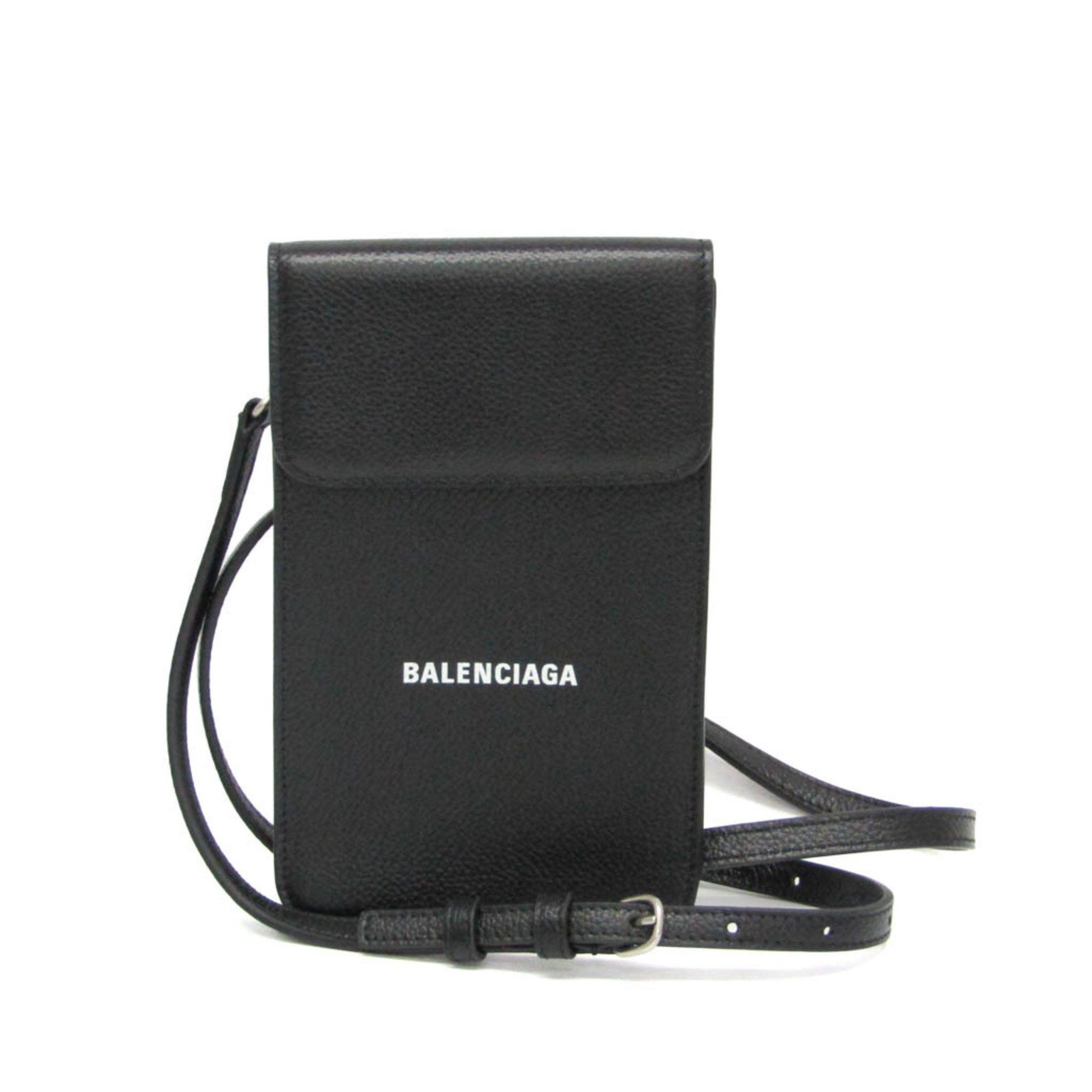 Balenciaga Smartphone Case Shoulder Mini Pouch 640536 Men,women Leather Shoulder Bag Black, Women's