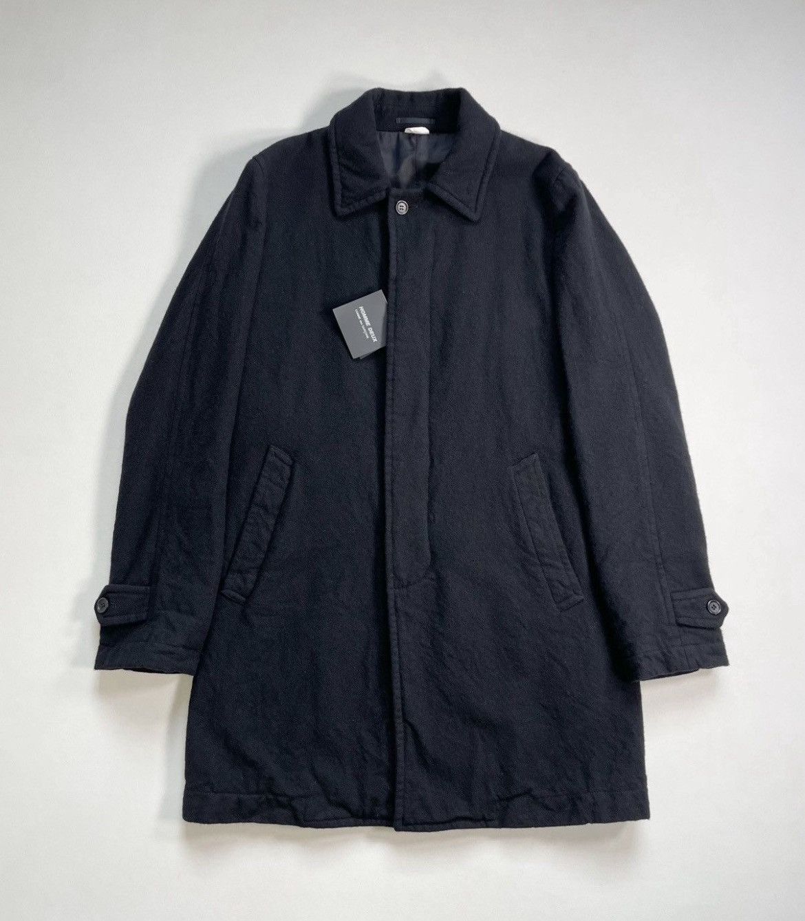 Comme des Garcons Homme Deux A/W 19 Black Brushed Wool Overcoat Size US L / EU 52-54 / 3 - 1 Thumbnail