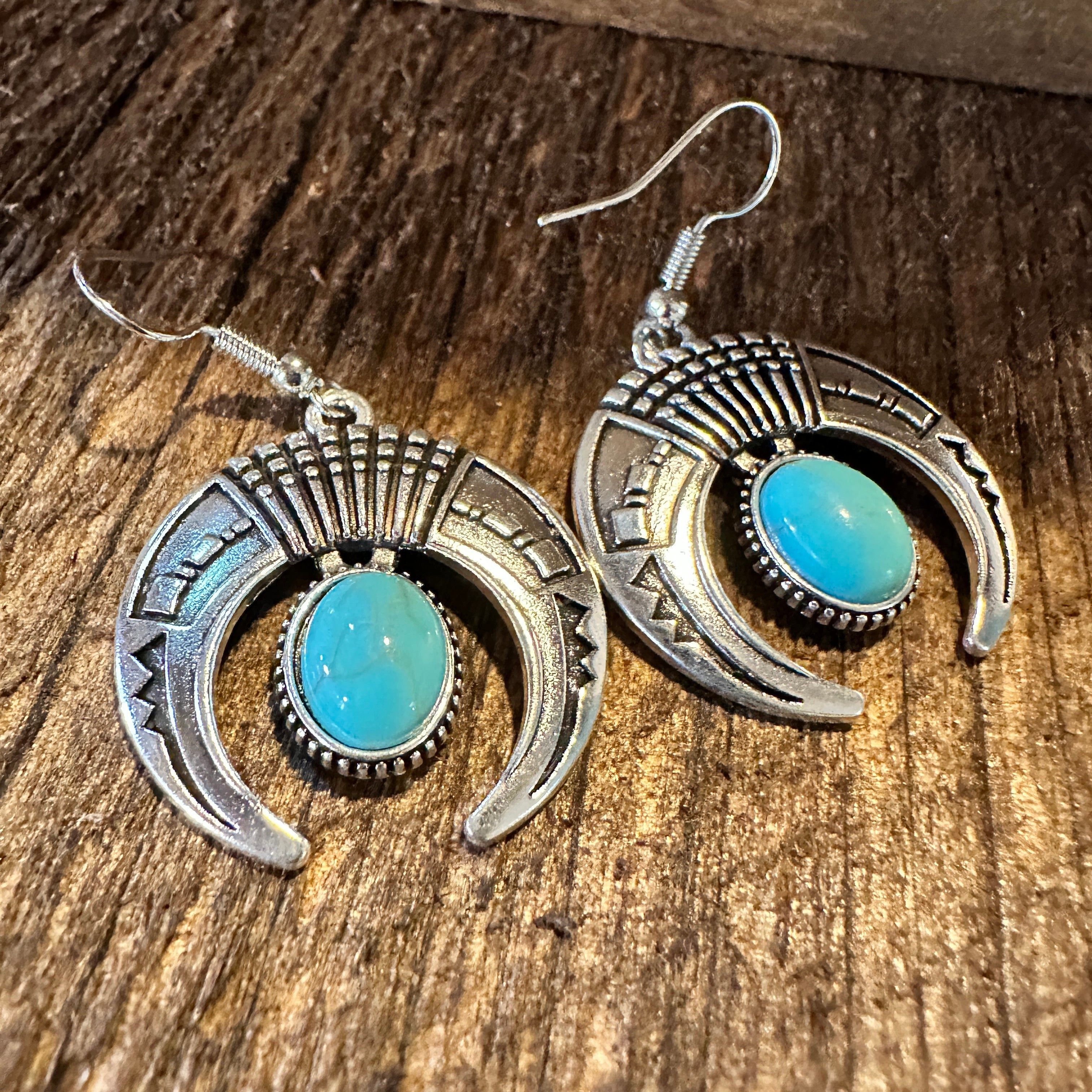 Other Turquoise Stone Bohemian Vintage Squash Droplet Dangle Earri Size ONE SIZE - 1 Thumbnail