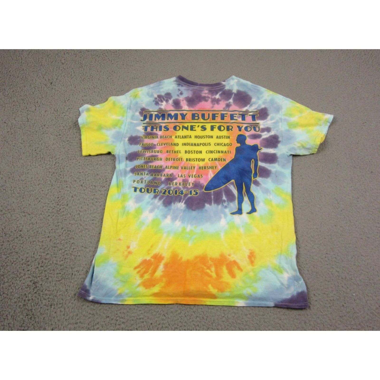 Vintage Jimmy Buffet Shirt Mens Small Yellow Blue Tie Dye Tour 2014-15 Farewell Y2K Size US S / EU 44-46 / 1 - 7 Thumbnail