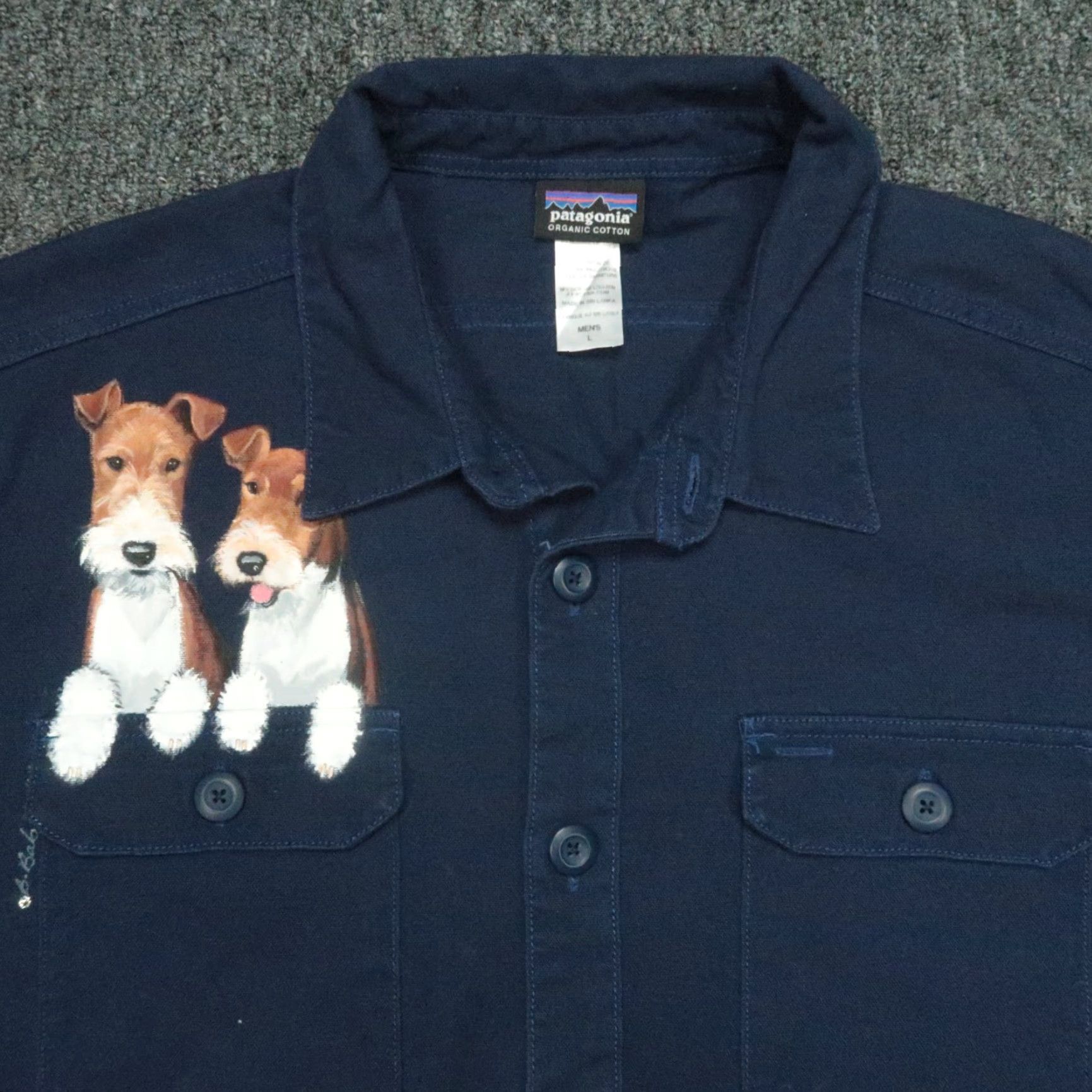 Patagonia Patagonia Shirt Men's Large Blue Long Sleeve Canvas Workwear Fox Terrier Custom Size US L / EU 52-54 / 3 - 2 Thumbnail