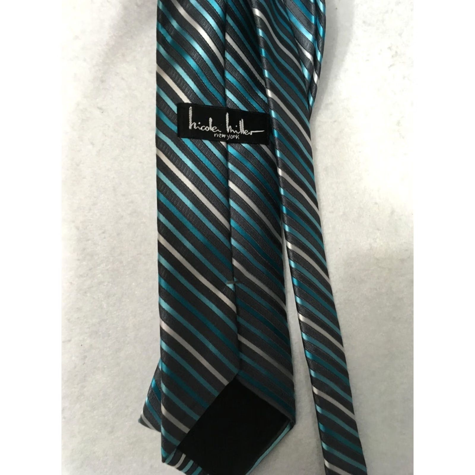 Nicole Miller Nicole Miller Necktie blue gray Stripes Silk Formal Neck Tie power 100% Size ONE SIZE - 3 Thumbnail