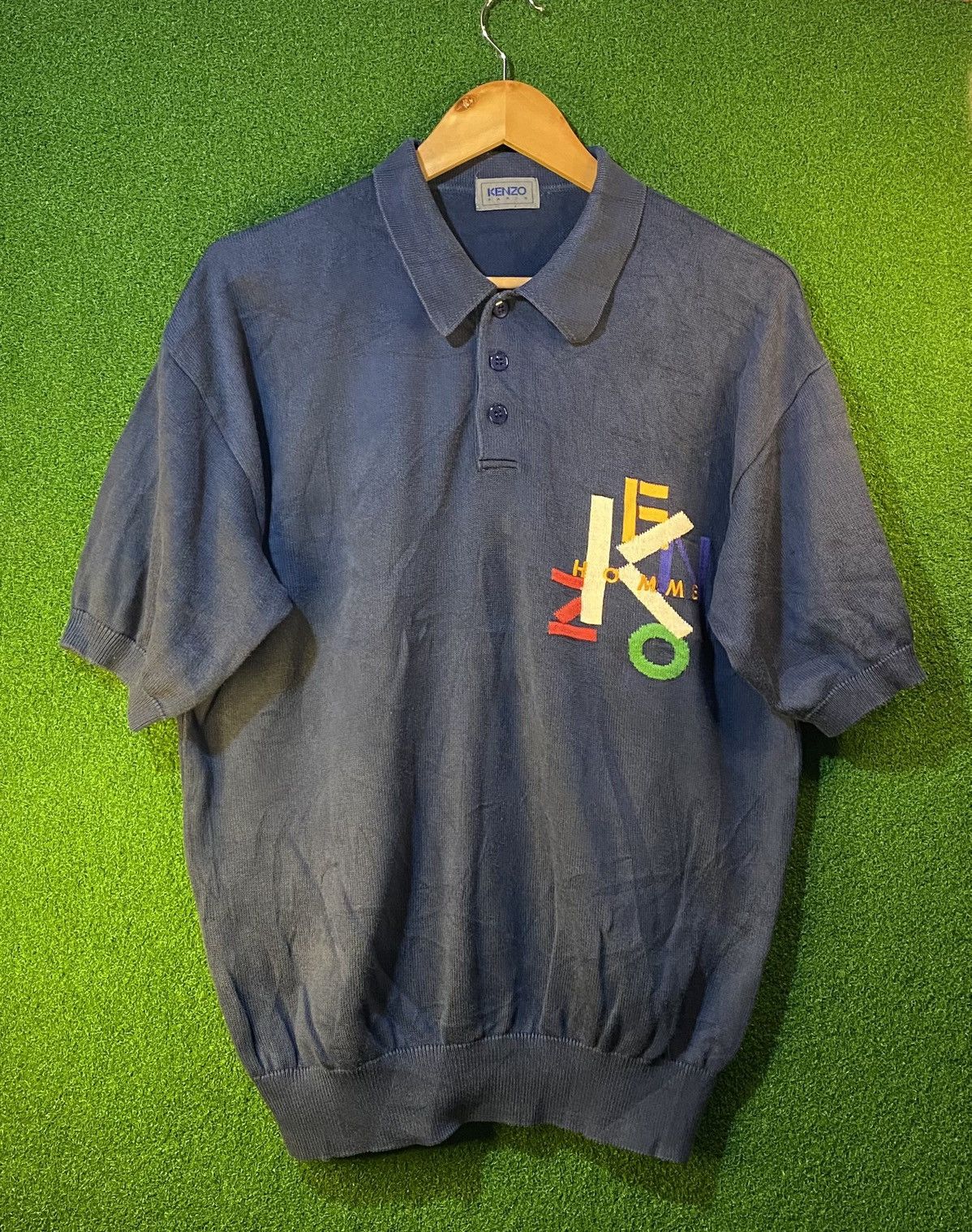 image of Vintage Knit Shirt Kenzo Homme Paris in Navy, Men's (Size Medium)