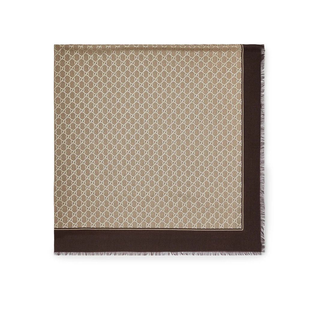 AMI GUCCI $770 Brown Laminated GG Wool Scarf New & Authentic Size ONE SIZE - 2 Thumbnail