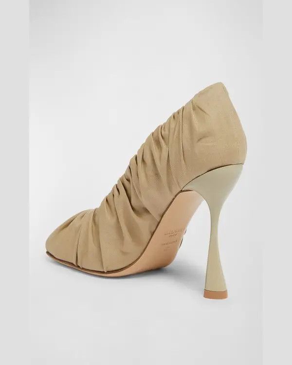 Balmain o1s1wg110925 Eden Ruched Cotton Canvas Pump in Beige Size US 8 / IT 38 - 4 Thumbnail