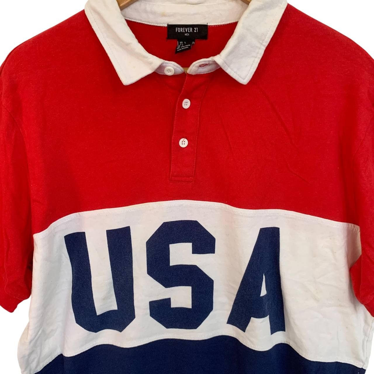 Other Spell Out USA three Color Stripe Polo Shirt Size US L / EU 52-54 / 3 - 2 Thumbnail