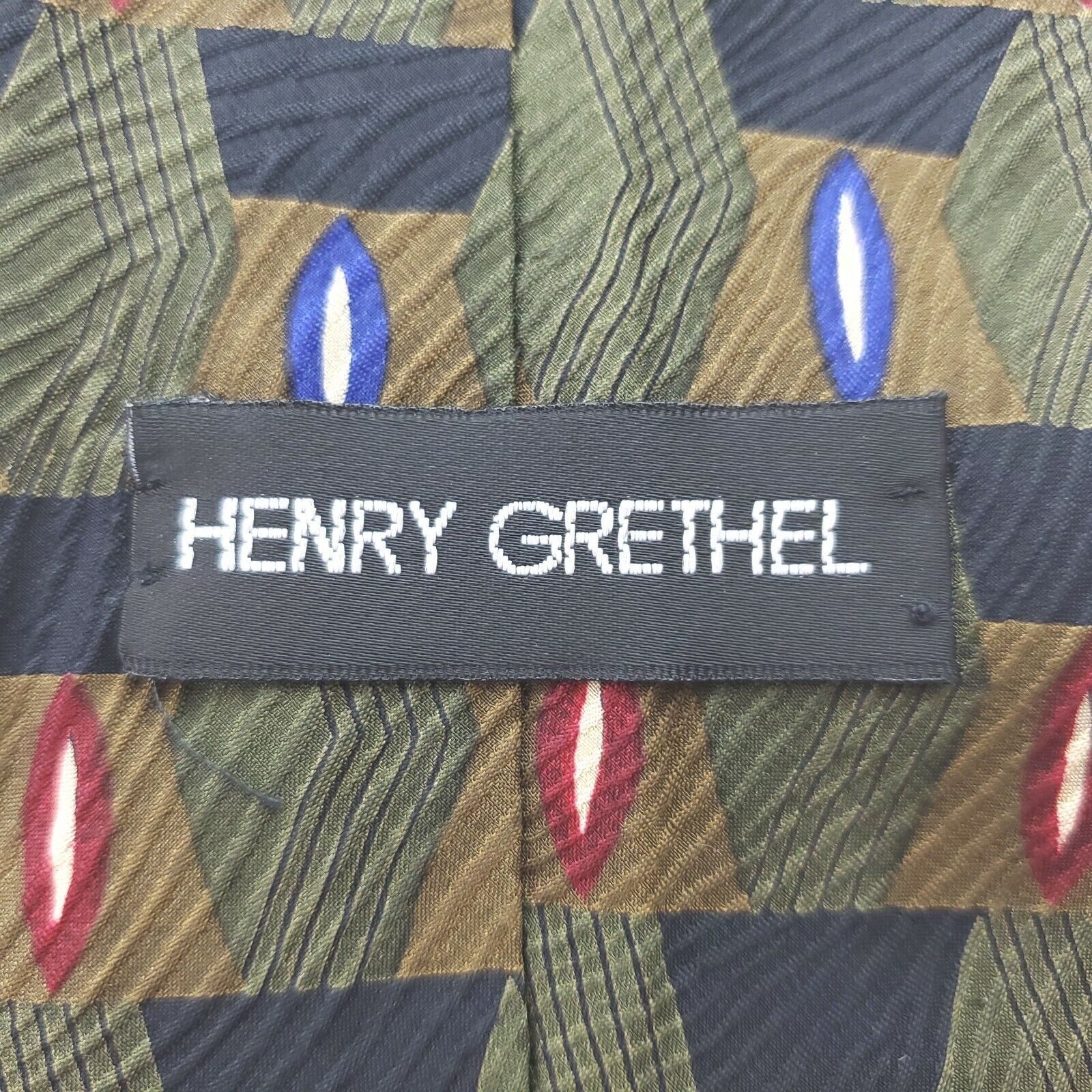 Henry Grethel Henry Grethel Silk Tie Green Abstract Short Wide Size ONE SIZE - 3 Thumbnail