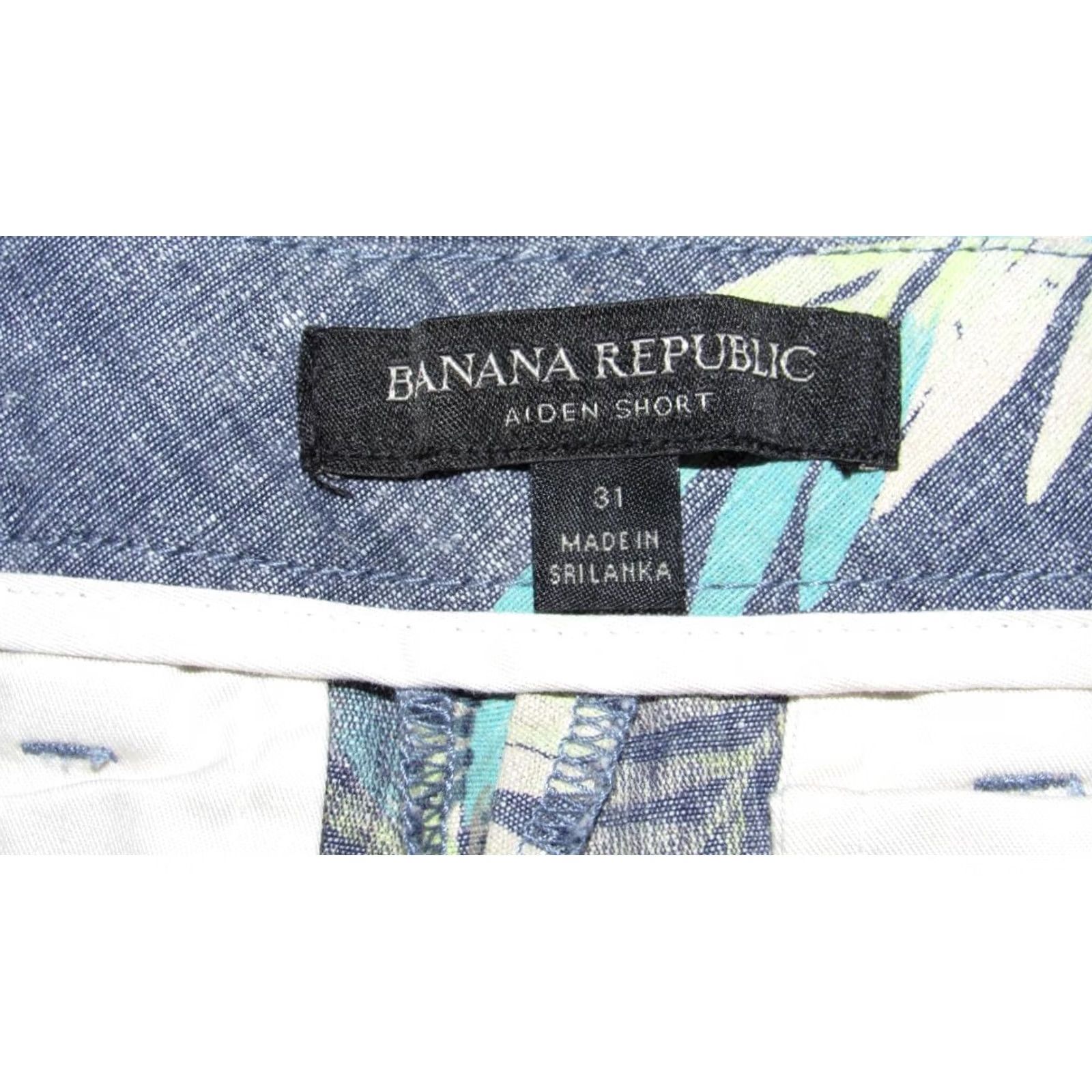 Banana Republic BANANA REPUBLIC Cotton Linen Floral Printed 9" Aiden Chino Shorts 31 Mens Blue 31 Chino 55% Linen 45% Cotton Size US 31 - 4 Thumbnail