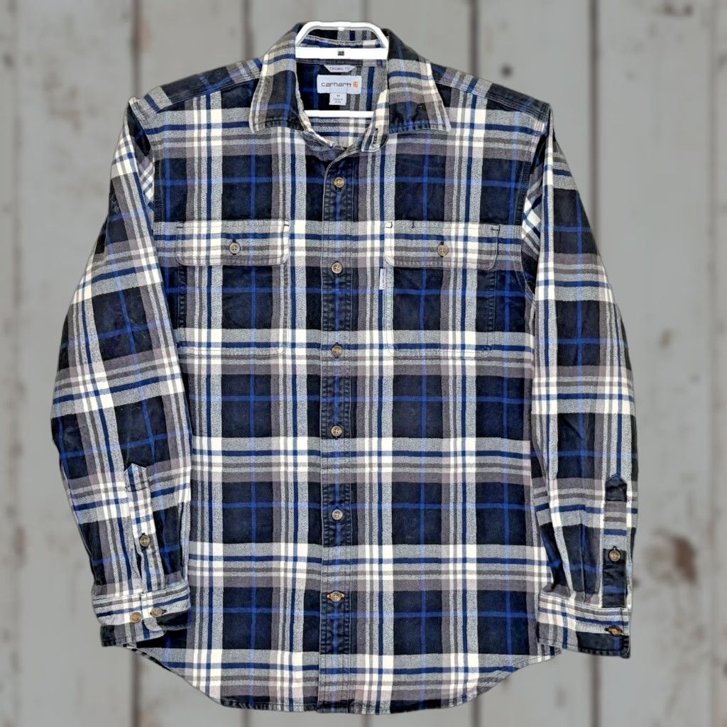 Carhartt Carhartt Button Up Flannel Shirt Mens Medium Black Blue Plaid Long Sleeve Pocket Size US M / EU 48-50 / 2 - 1 Thumbnail