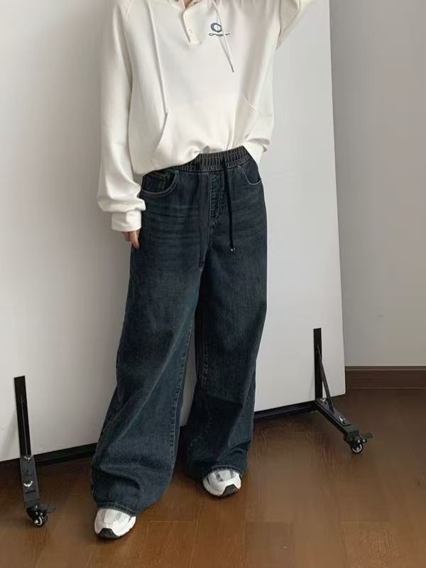 Japanese Brand × Jean Men's washed vintage distressed drawstring jeans Size US 32 / EU 48 - 3 Thumbnail