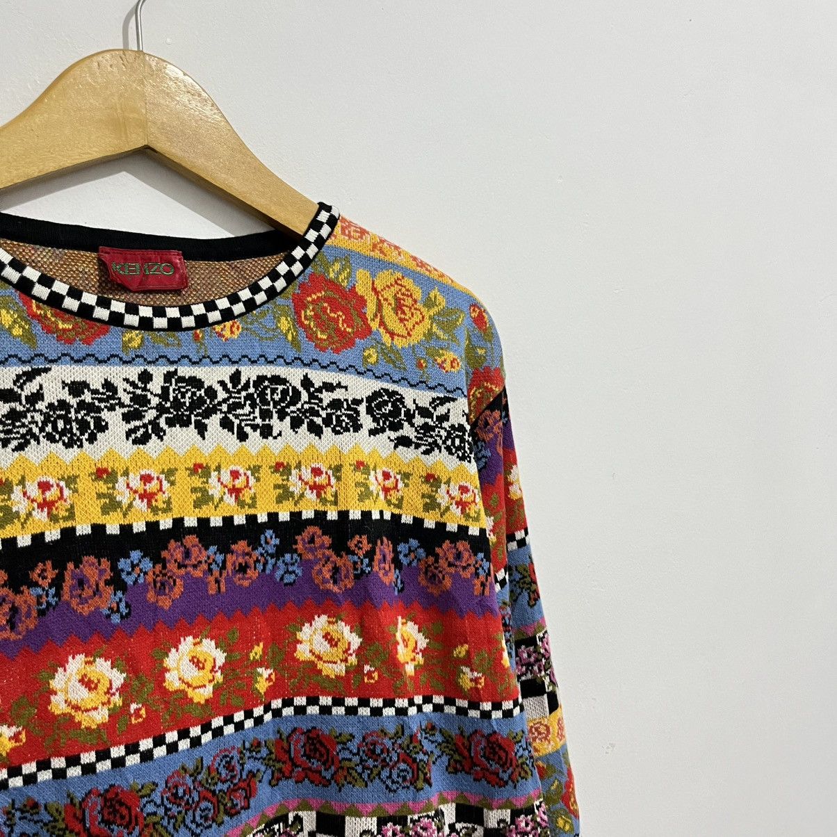 Kenzo Kenzo Vintage Floral Stripe Knit Sweater Size L / US 10 / IT 46 - 8 Thumbnail