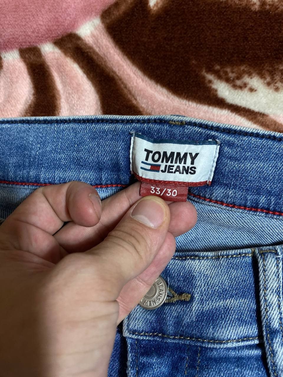 Tommy Hilfiger 2000s vintage rare baggy wide leg faded stonewash jeans Size US 33 - 2 Thumbnail