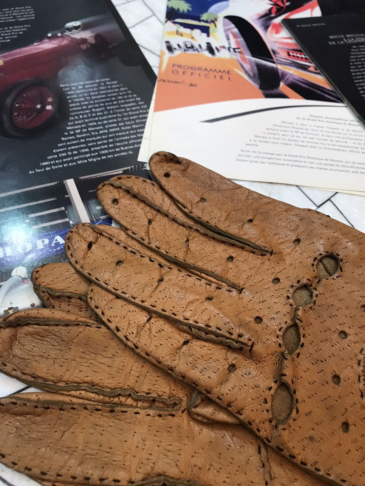 Handmade PECCARY LEATHER DRIVING GLOVES Size 42 - 12 Thumbnail